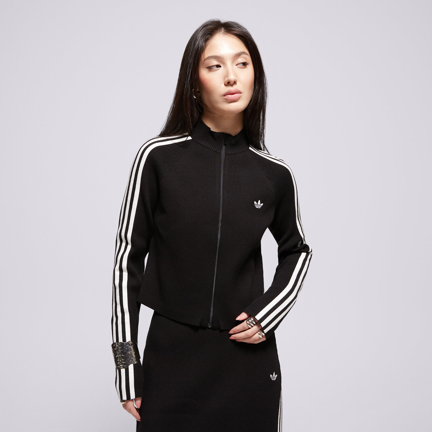 Bluza damska ADIDAS BLUZA ROZPINANA SLIM KNIT TT JY2597 CZARNY