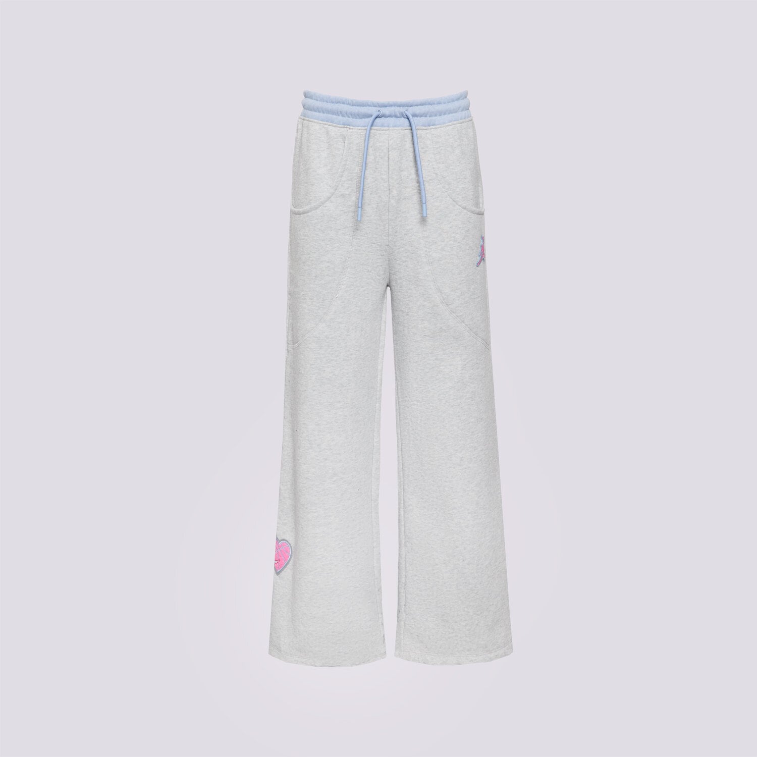Sportowe spodnie dziecięce JORDAN SPODNIE JDG BLUE JEANS & BLING FLC PAN GIRL 45F194-G2H SZARY