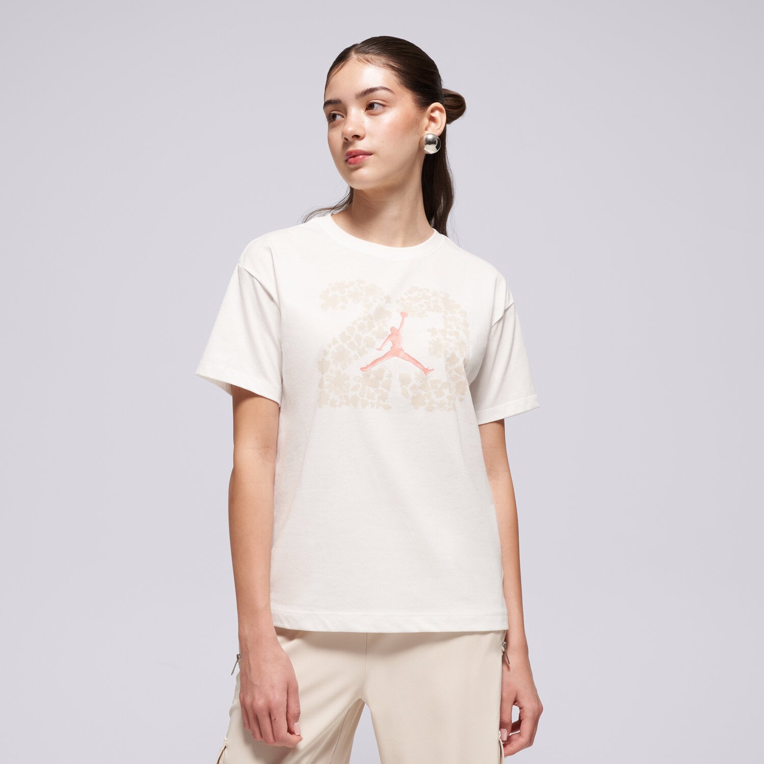 Koszulka, t-shirt dla dzieci JORDAN T-SHIRT JDG 23 FLORAL SS TEE GIRL 45F261-782 KREMOWY