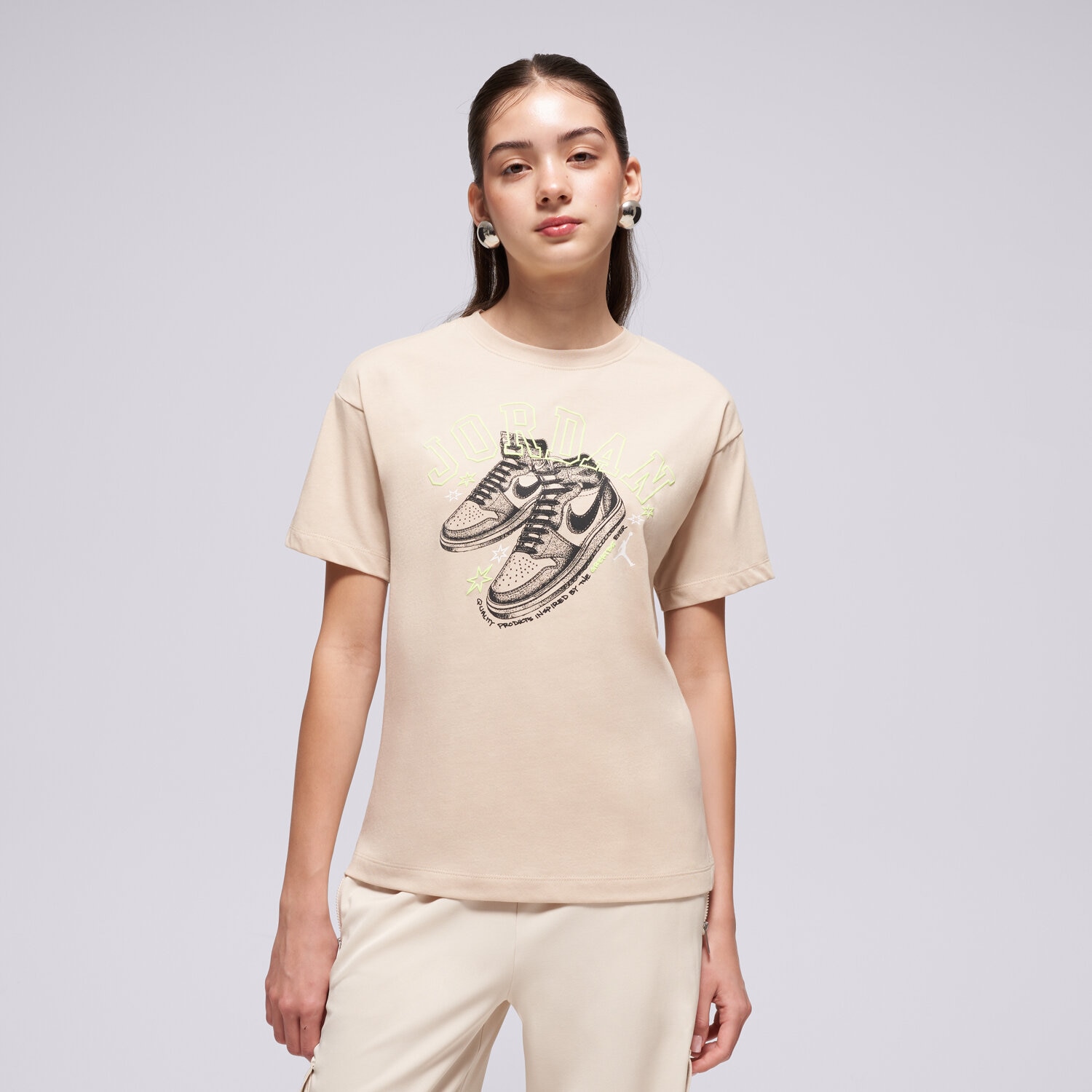 Koszulka, t-shirt dla dzieci JORDAN T-SHIRT JDG JORDAN AJ1 ROOKIE SS TEE GIRL 45F262-X5C BEŻOWY