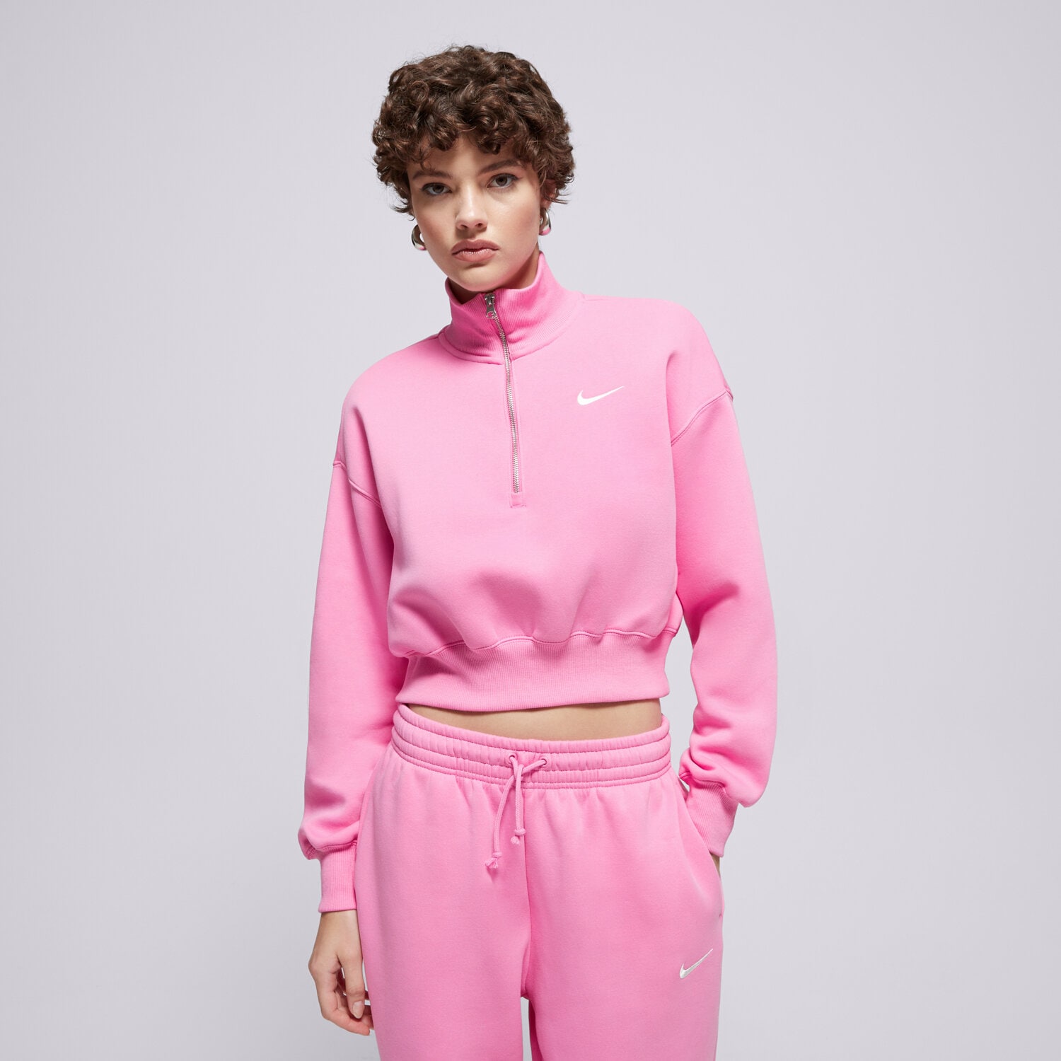 Bluza damska NIKE BLUZA ROZPINANA W NSW PHNX FLC QZ CROP DQ5767-675 RÓŻOWY