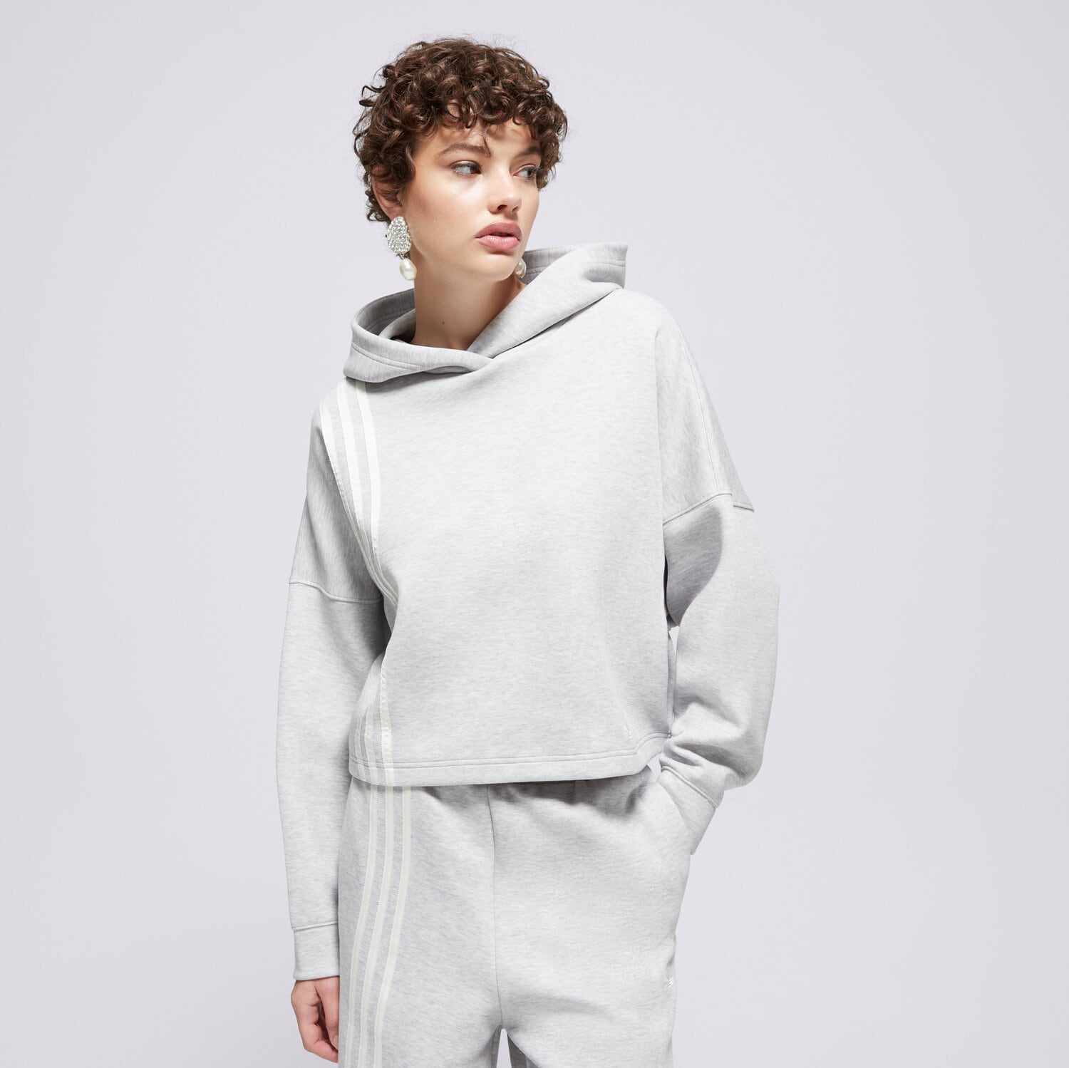 Bluza damska ADIDAS BLUZA Z KAPTUREM 3 STRIPES HOODY JW3596 SZARY