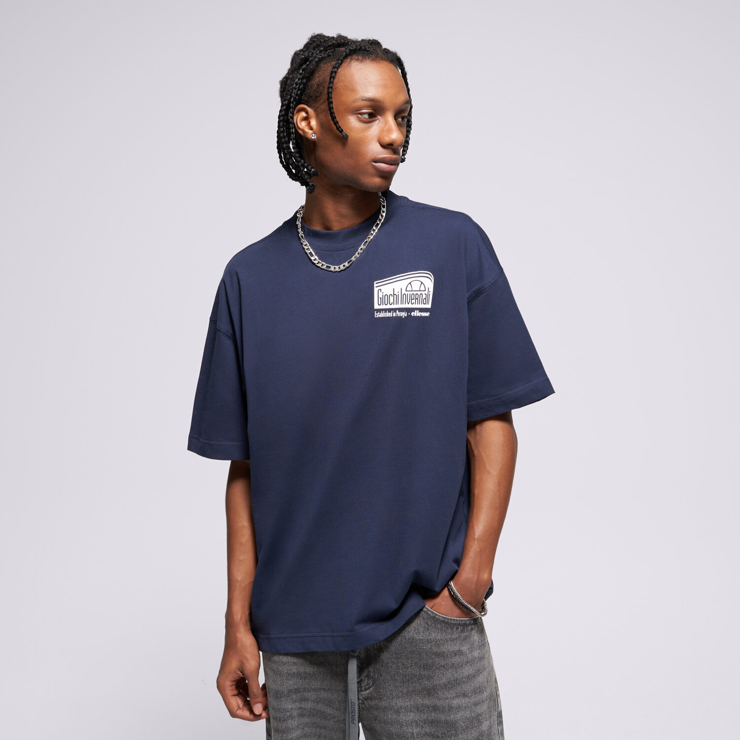 Koszulka, t-shirt sportowy męski ELLESSE T-SHIRT SUAVEN TEE NAVY SHB23153429 GRANATOWY