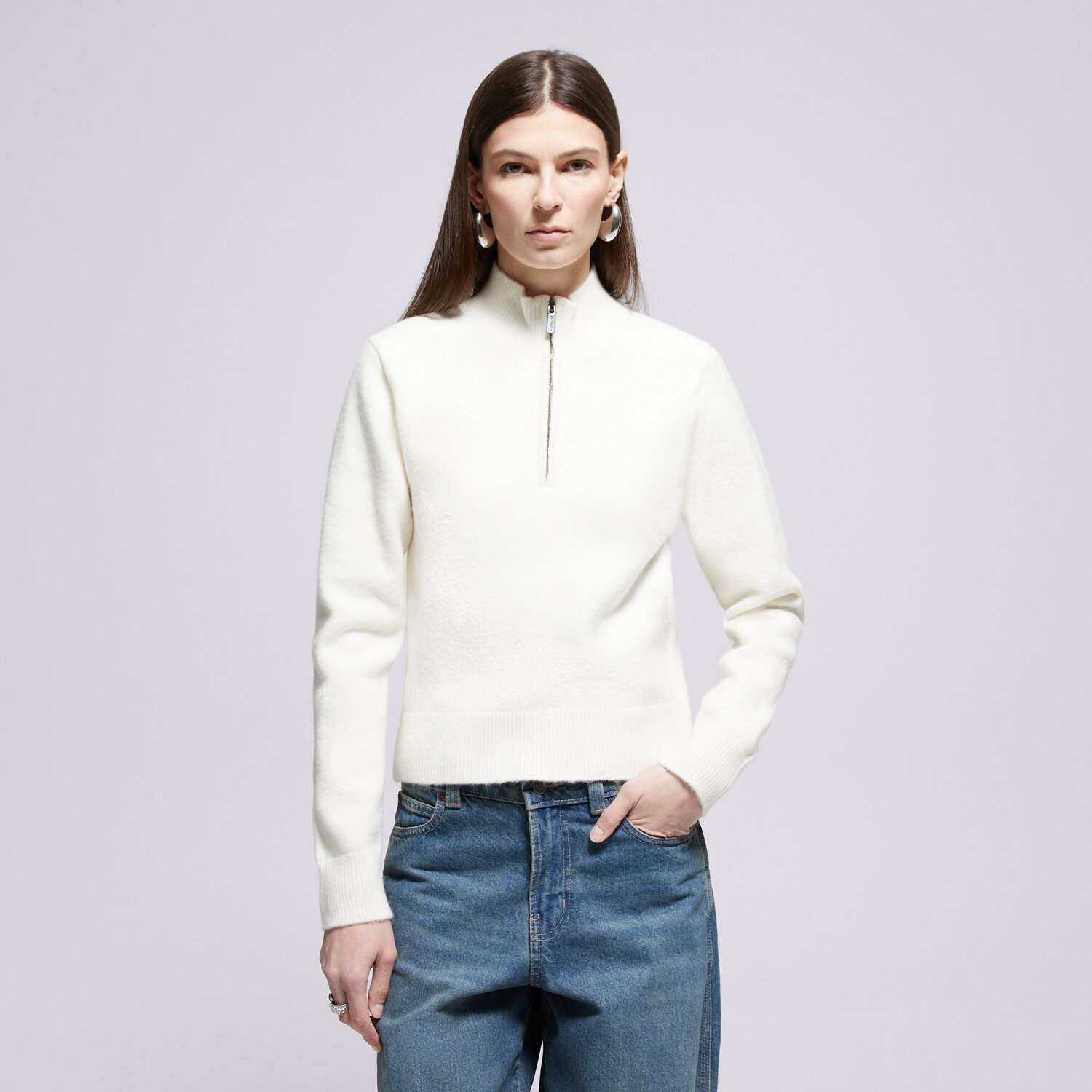 Koszulka, t-shirt damski DICKIES SWETER RUSTON QZ SWEATER W DK0A87P1C481 BEŻOWY