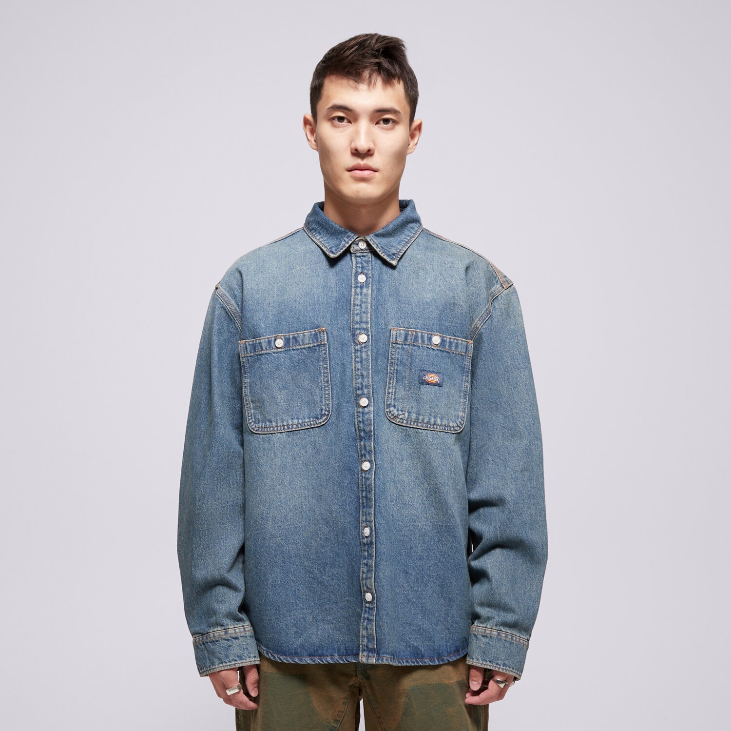 Koszule męskie sportowe DICKIES KOSZULA MECHANIC DENIM SHIRT LS DK0A87PXL231 NIEBIESKI
