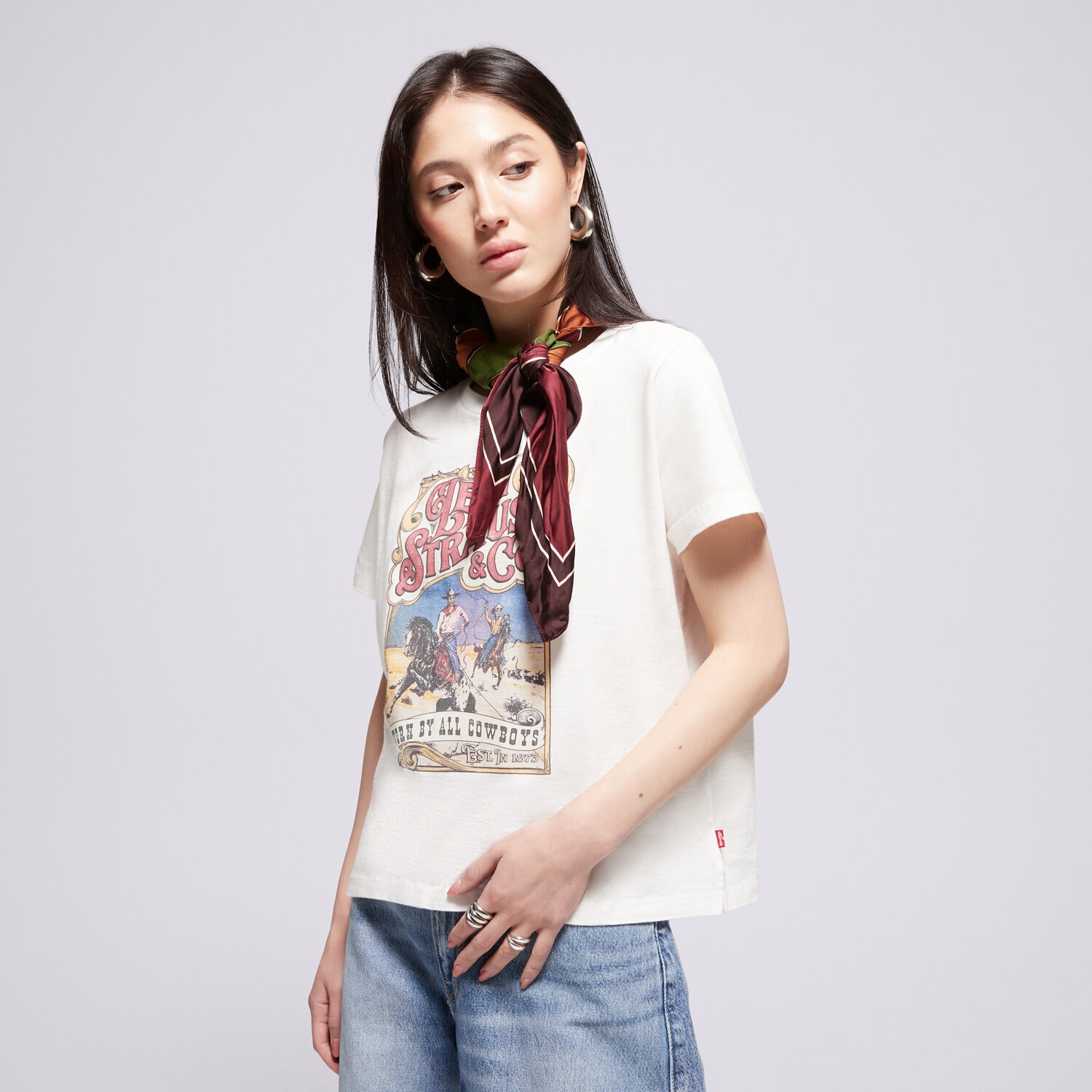 Koszulka, t-shirt damski LEVI'S T-SHIRT GRAPHIC BOXY TSHIRT WHITES A8804-0049 BIAŁY
