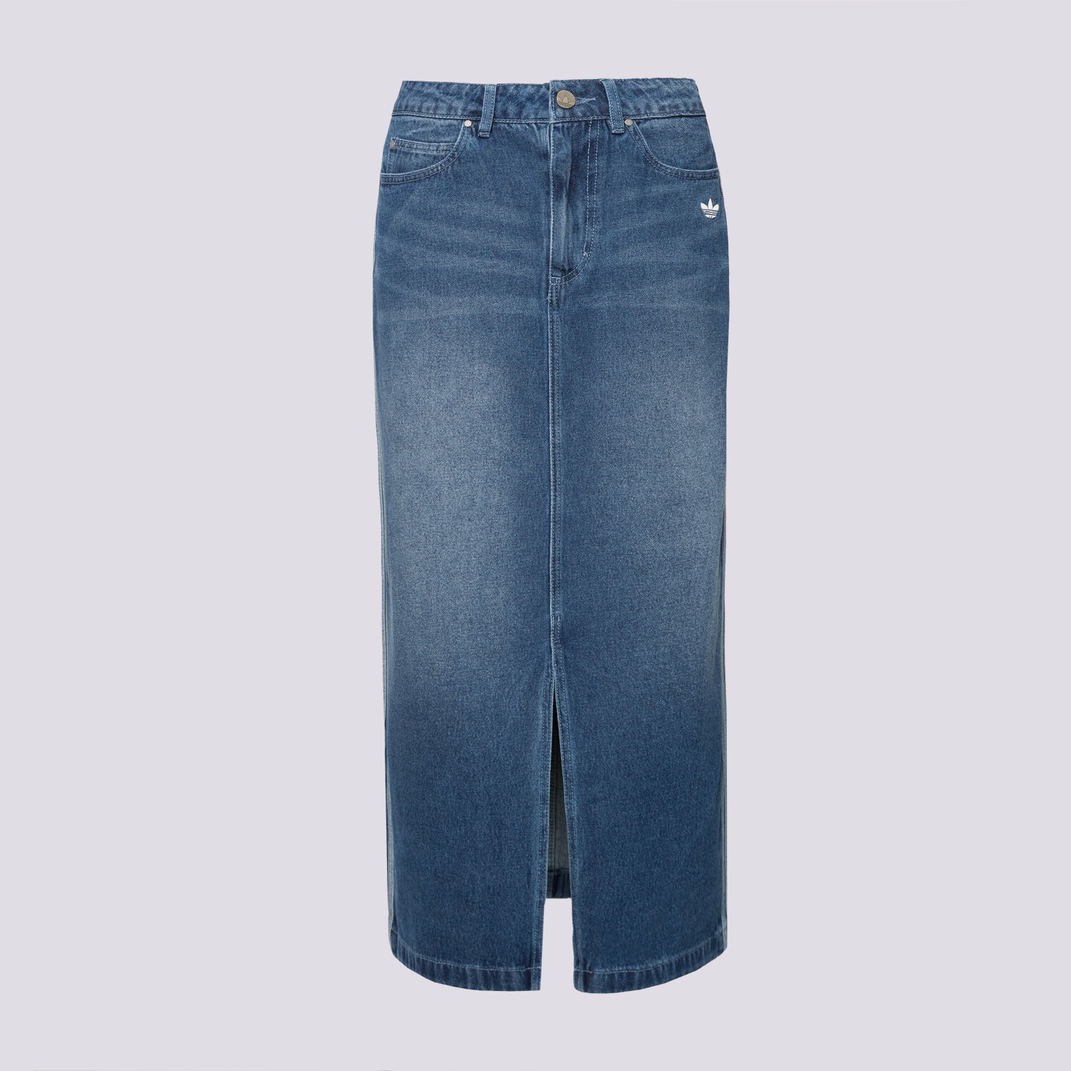 Modna sukienka sportowa ADIDAS SPÓDNICZKA DENIM LONG SKT JW2658 NIEBIESKI