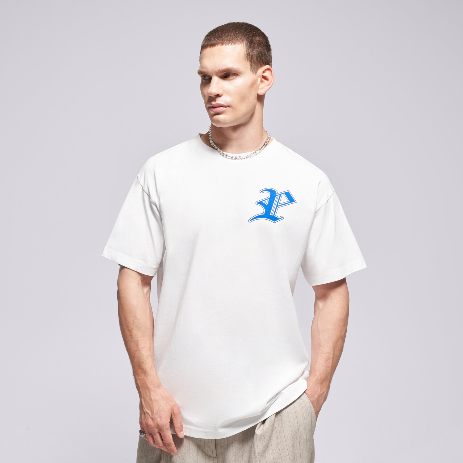 Koszulka, t-shirt sportowy męski PROSTO T-SHIRT GOTHIC P WHITE KL252MTEE1051 BIAŁY