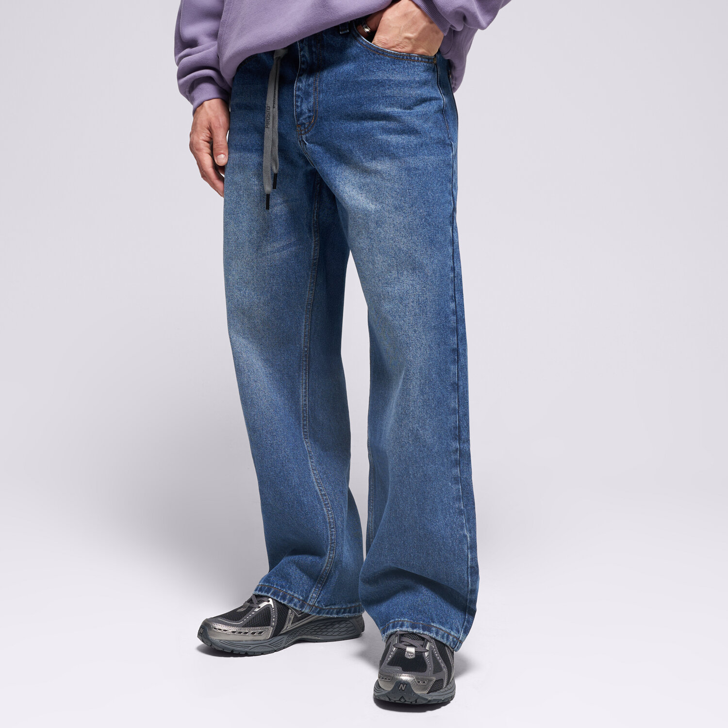 Spodnie sportowe męskie PROSTO SPODNIE JEANS BAGGY TARMAC BLUE KL252MPAN3012 NIEBIESKI