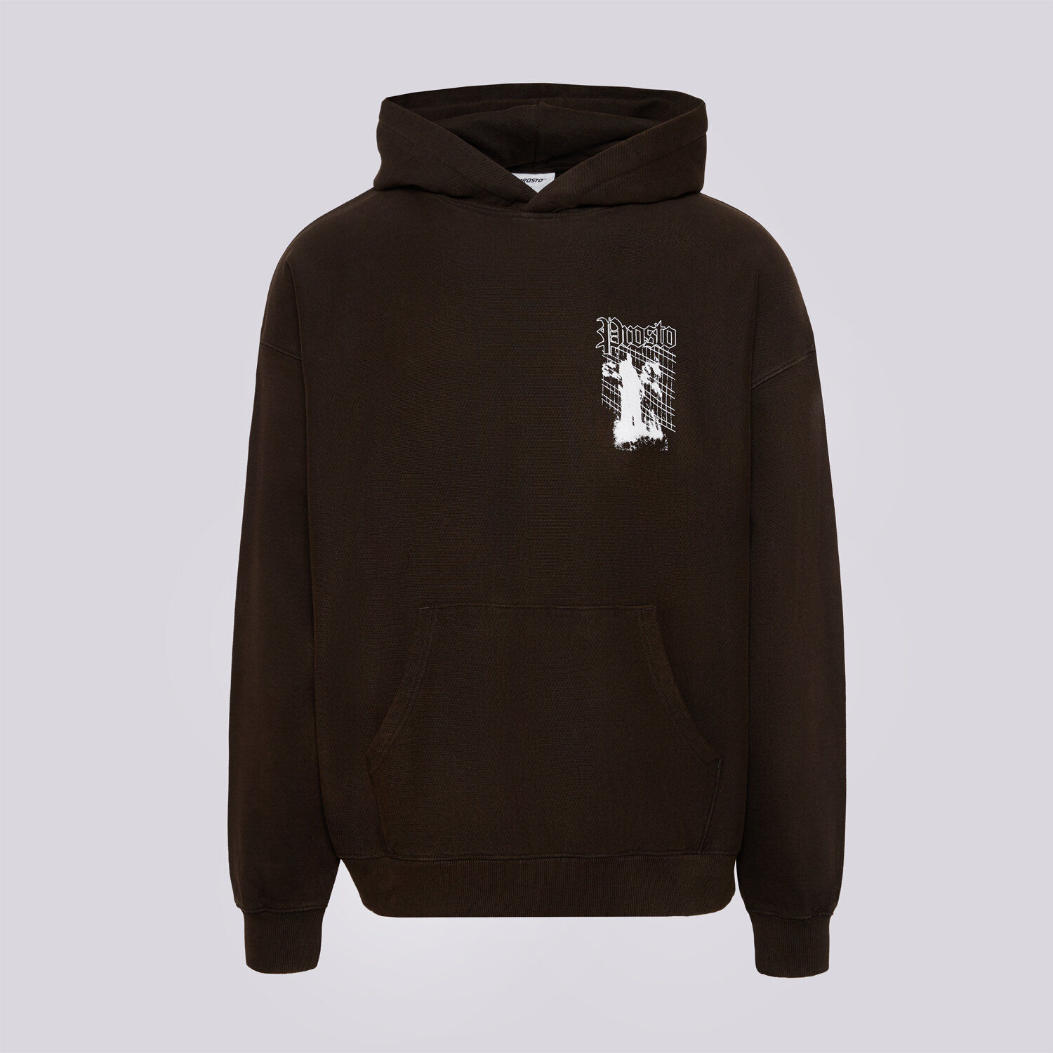 Bluza męska PROSTO BLUZA Z KAPTUREM HOODIE SHADOW WASHED BLACK KL252MSWE2051 SZARY