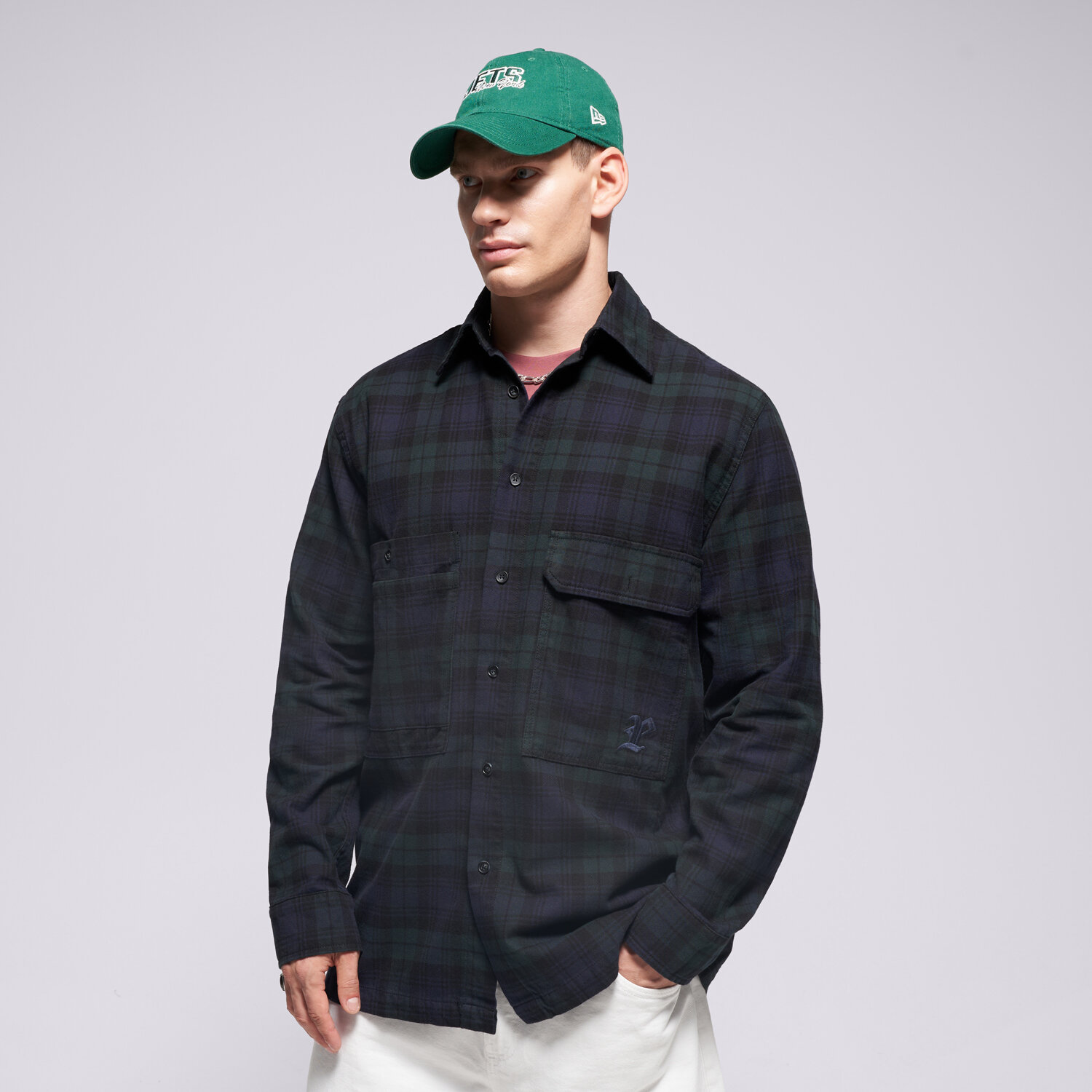 Koszule męskie sportowe PROSTO KOSZULA SHIRT CHECK NAVY KL252MOTH4012 MULTICOLOR