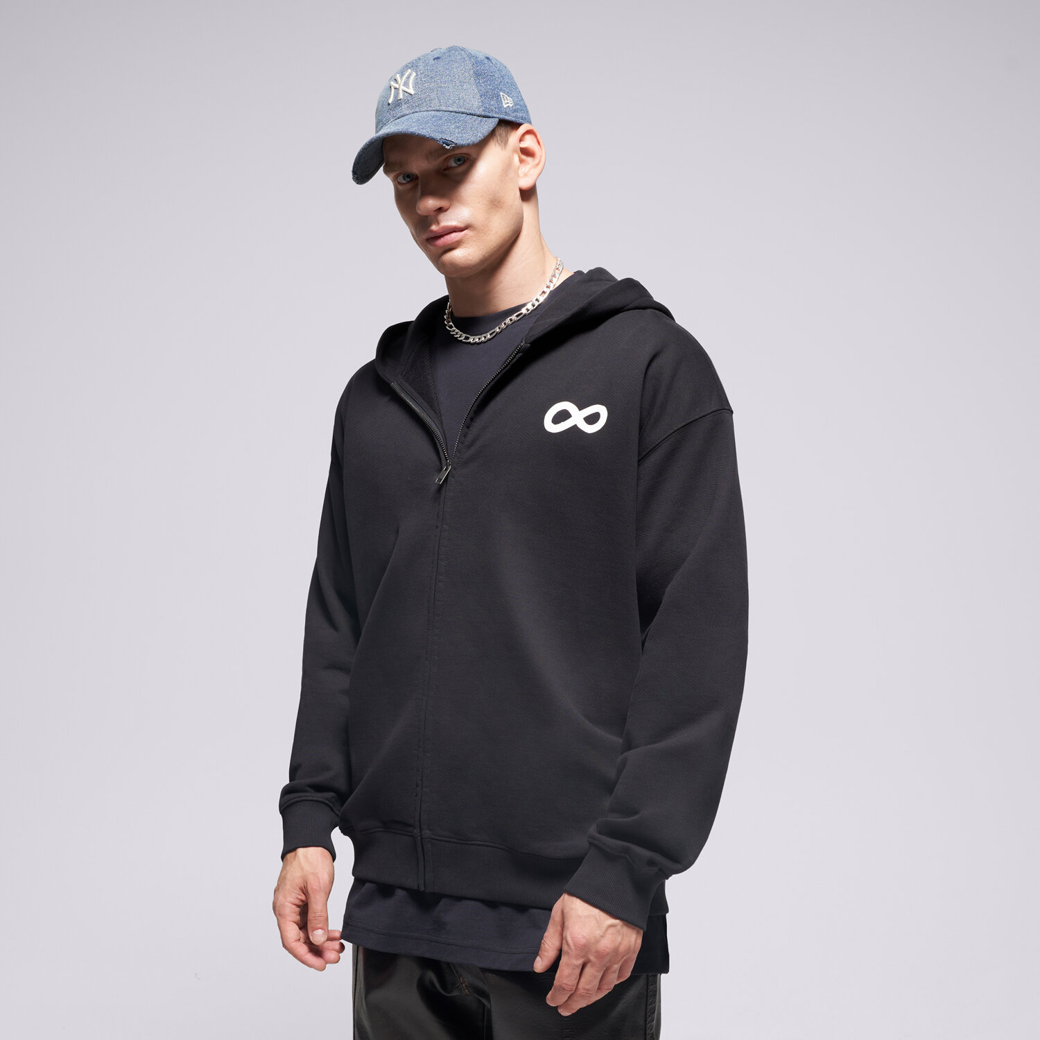 Bluza męska PROSTO BLUZA ROZPINANA ZIP HOODIE INFINITY BLACK KL252MSWE2141 CZARNY