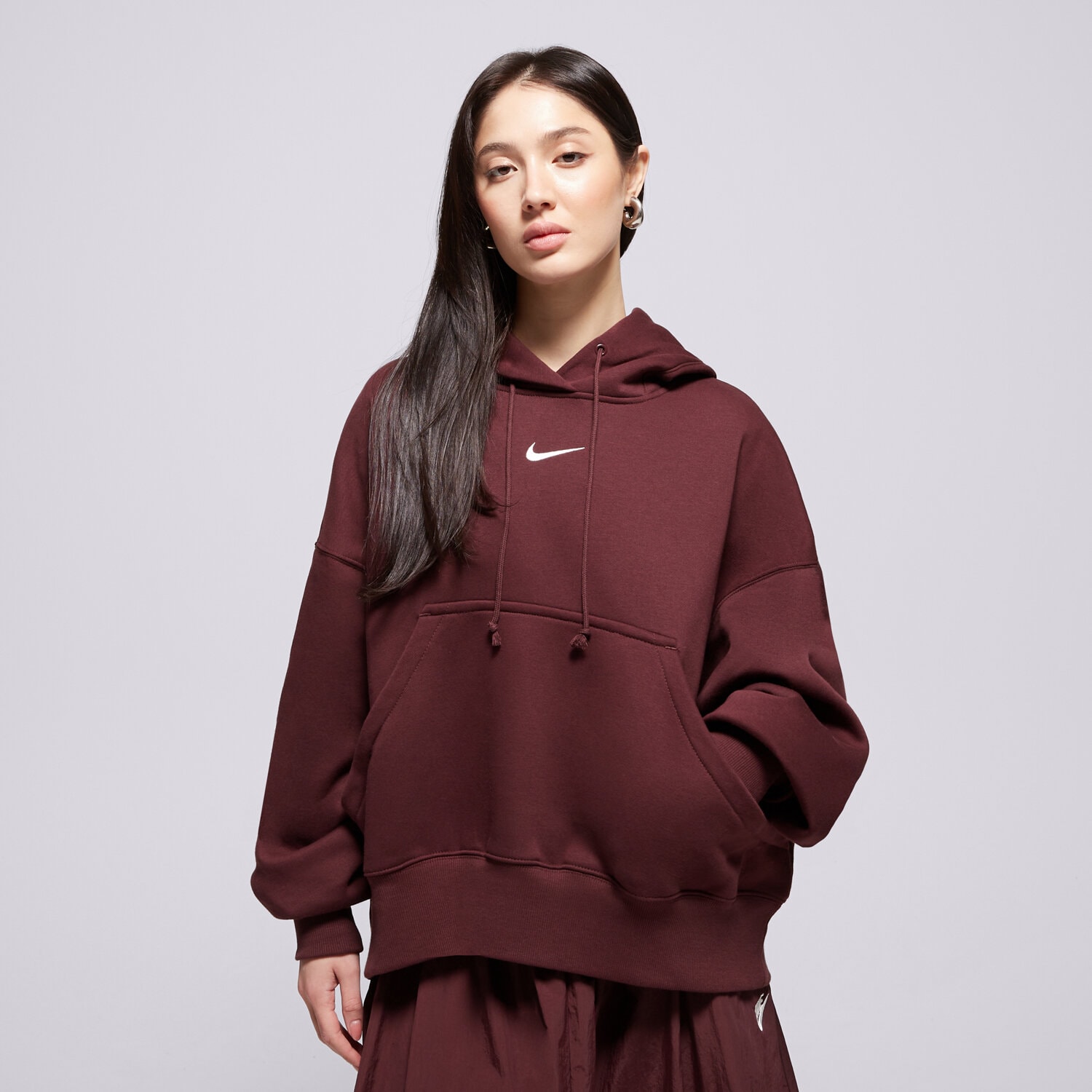 Bluza damska NIKE BLUZA Z KAPTUREM W NSW PHNX FLC OOS PO HOODIE DQ5858-652 BORDOWY