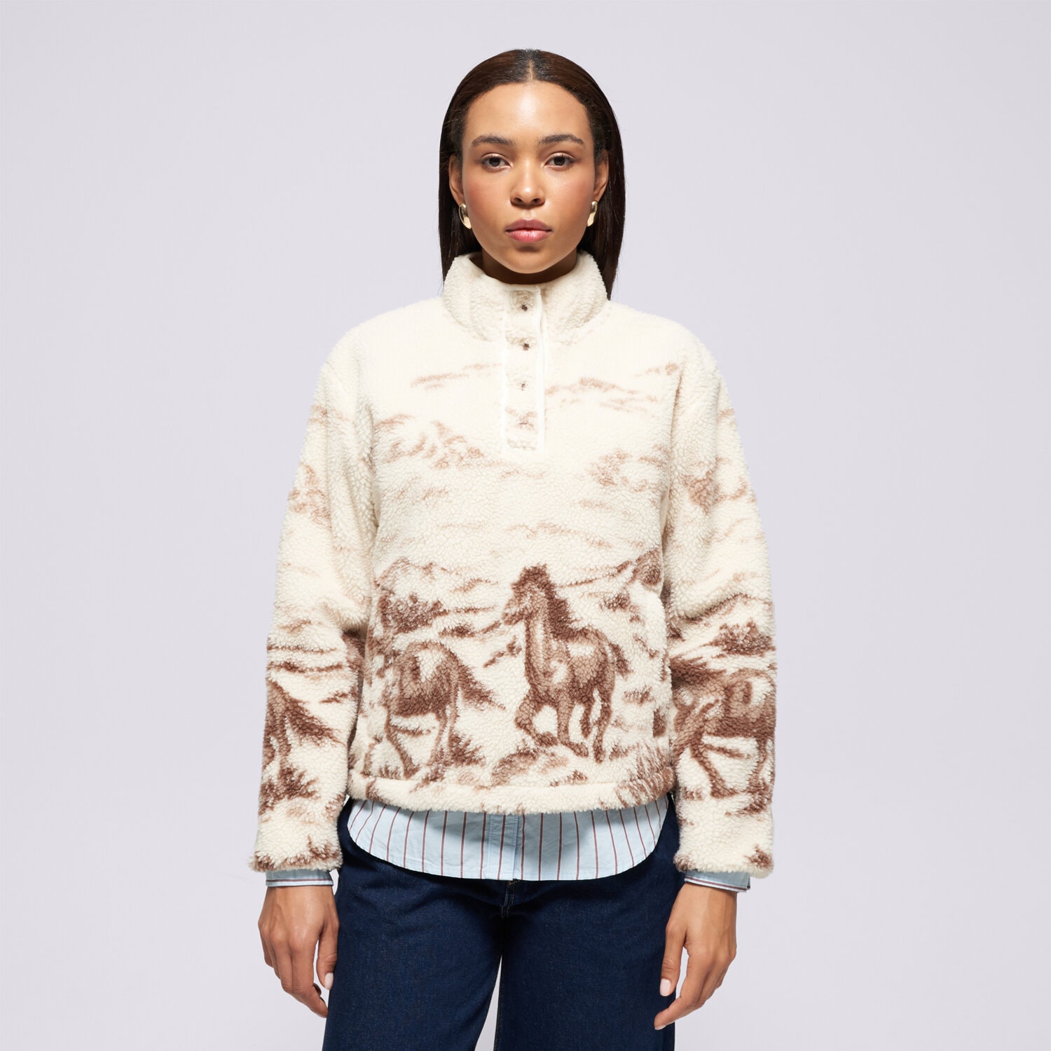 Bluza damska LEVI'S POLAR KASEY SHERPA PULLOVER OW NEUTRALS 003ZA-0000 BRĄZOWY