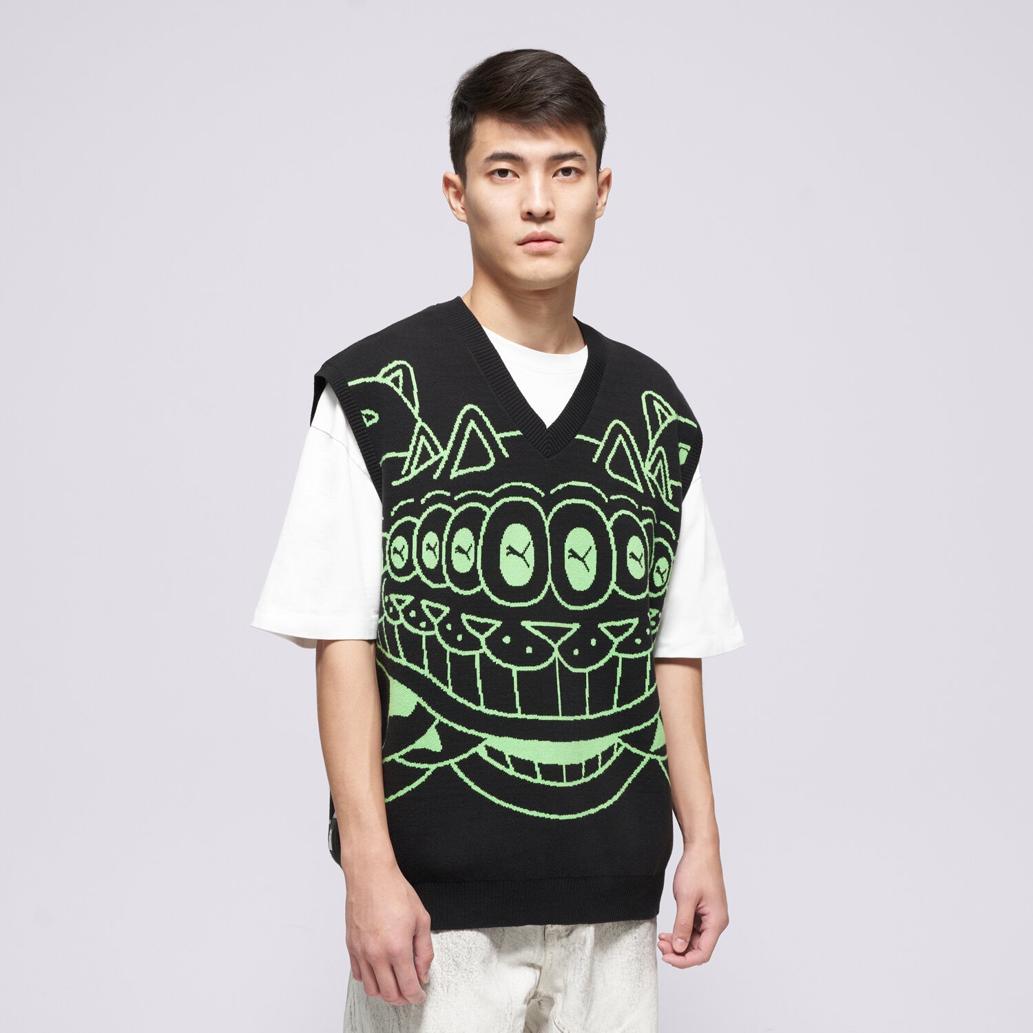Bezrękawniki męskie sportowe PUMA INNE PUMA X RIPNDIP KNITTED VEST 632415 01 CZARNY