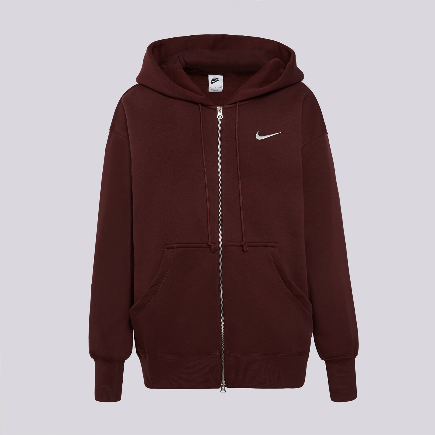 Bluza damska NIKE BLUZA ROZPINANA W NSW PHNX FLC FZ OS HOODIE DQ5758-654 BORDOWY