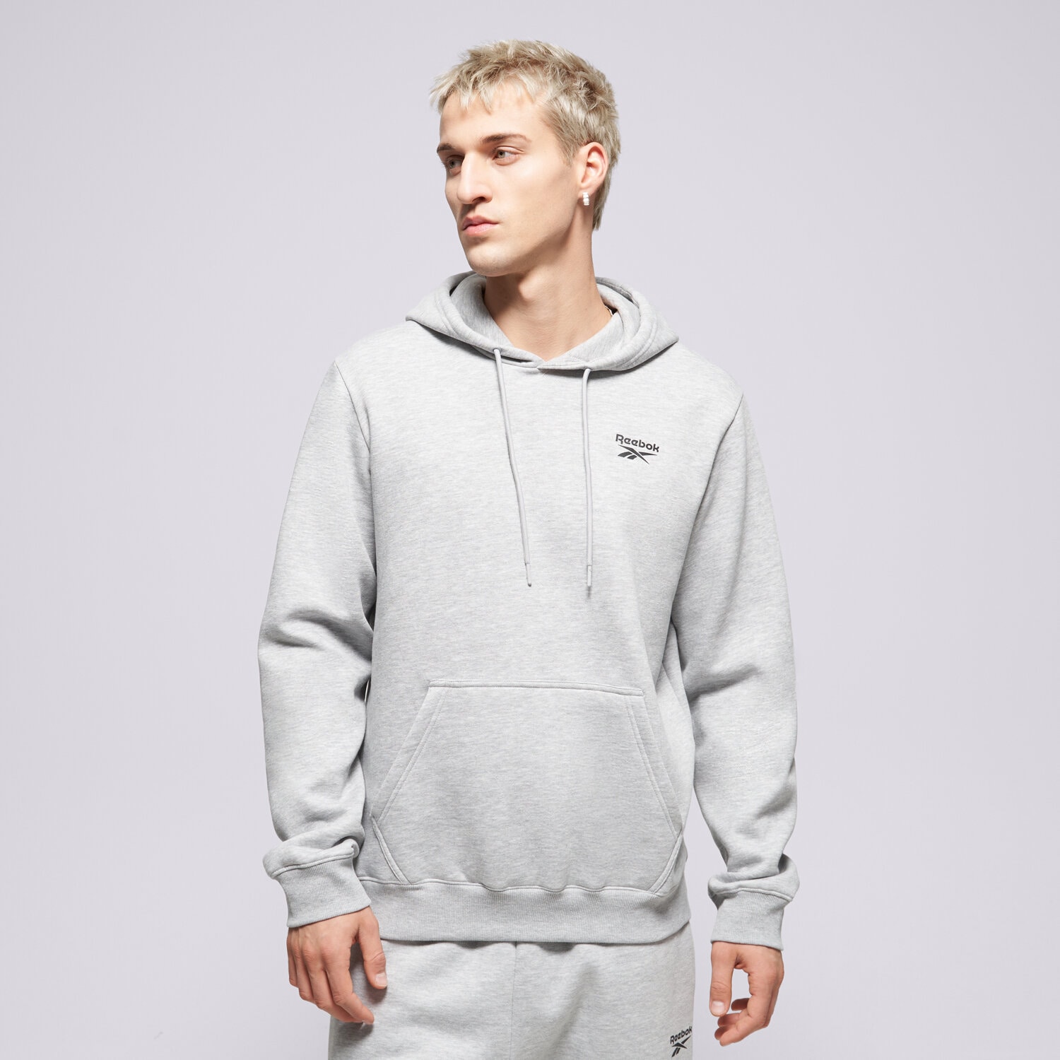 Bluza męska REEBOK BLUZA Z KAPTUREM NOAH SMALL LOGO 100240569 SZARY