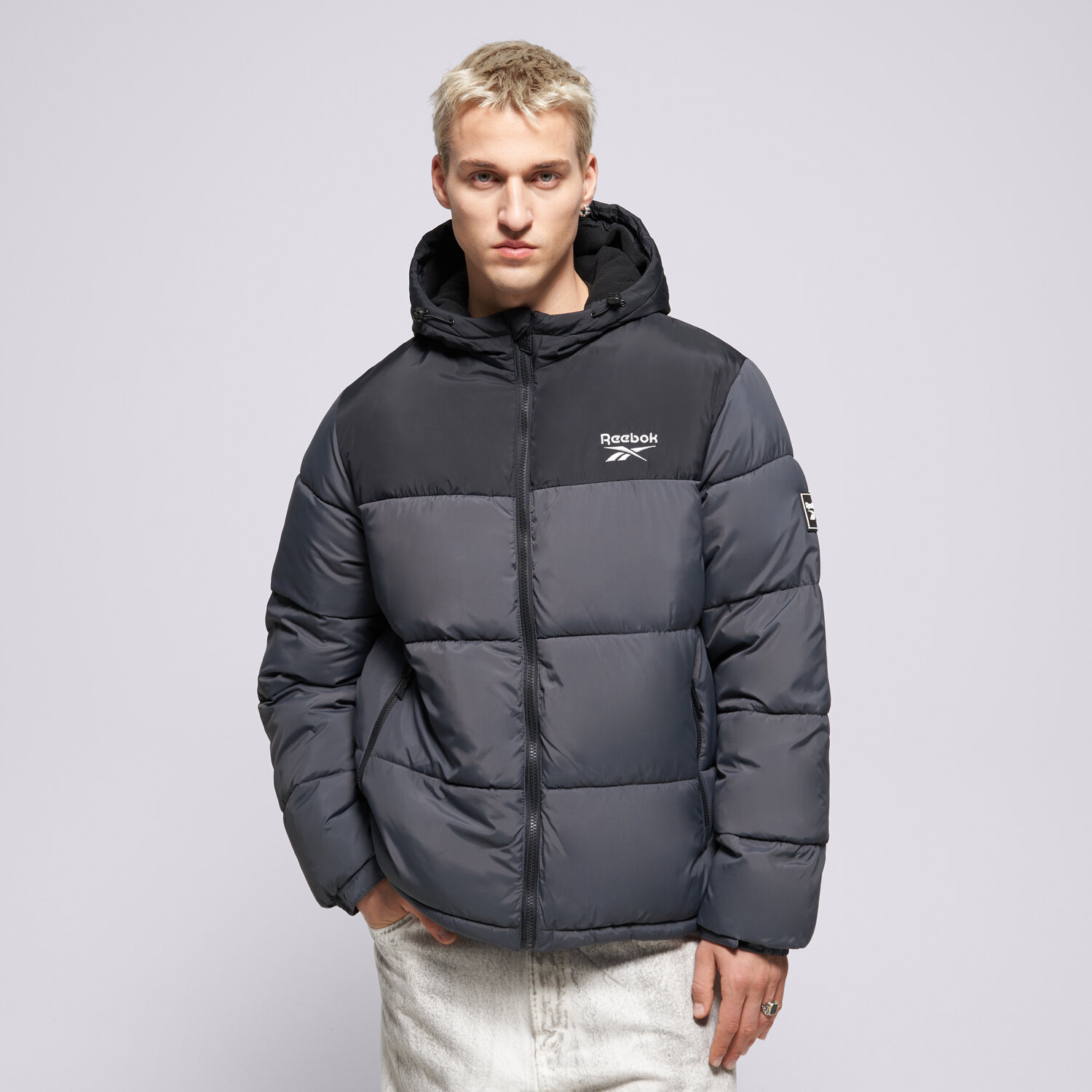 Kurtka zimowa męska REEBOK KURTKA ZIMOWA PUFFER JACKET RBO15690285 SZARY