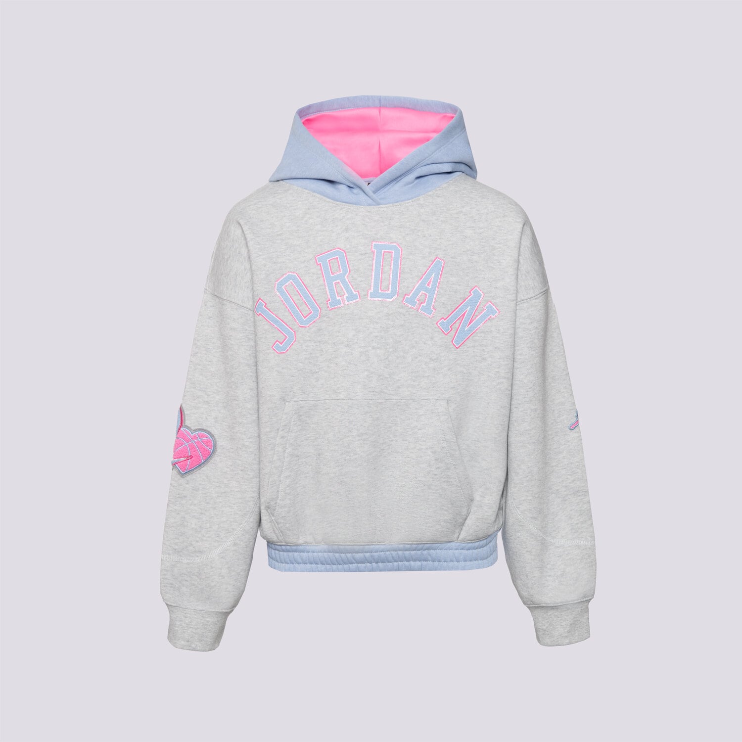 Sportowa bluza dziecięca JORDAN BLUZA Z KAPTUREM JDG BLUE JEANS & BLING PO HOOD GIRL 45F193-G2H SZARY