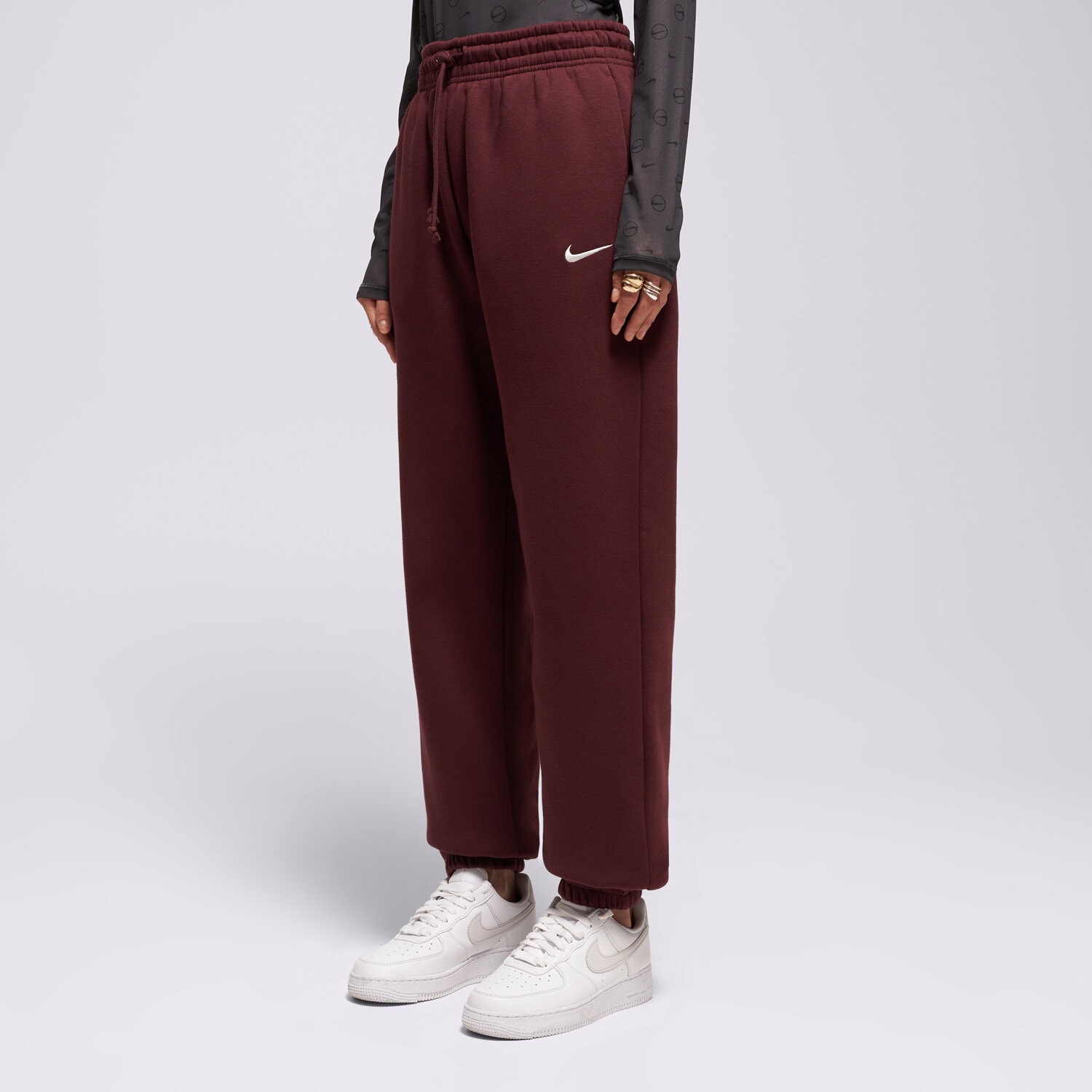 Spodnie sportowe damskie NIKE SPODNIE W NSW PHNX FLC HR OS PANT 2 FZ5996-653 BORDOWY