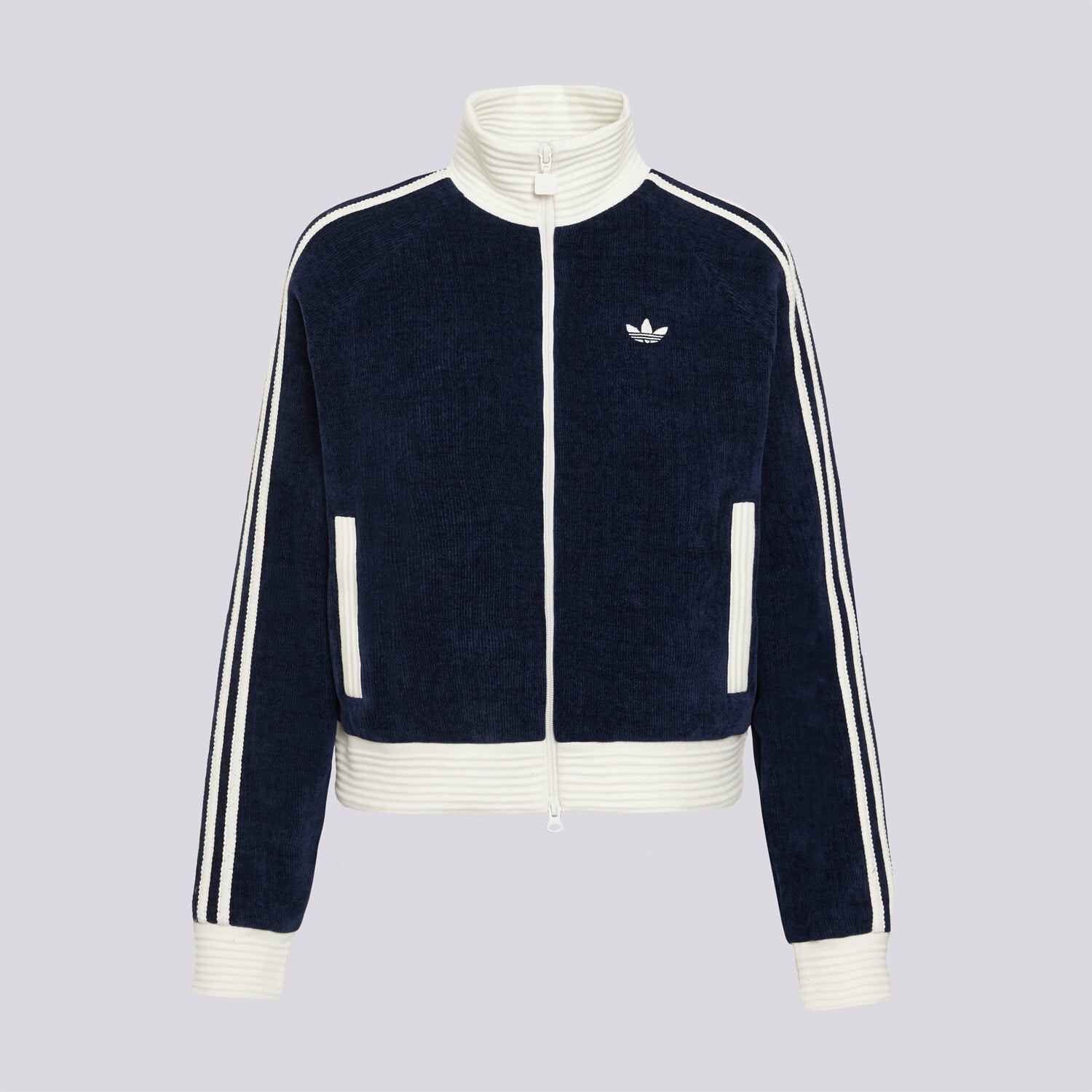Bluza damska ADIDAS BLUZA ROZPINANA VELOUR KNIT TRACK TOP KS7779 GRANATOWY