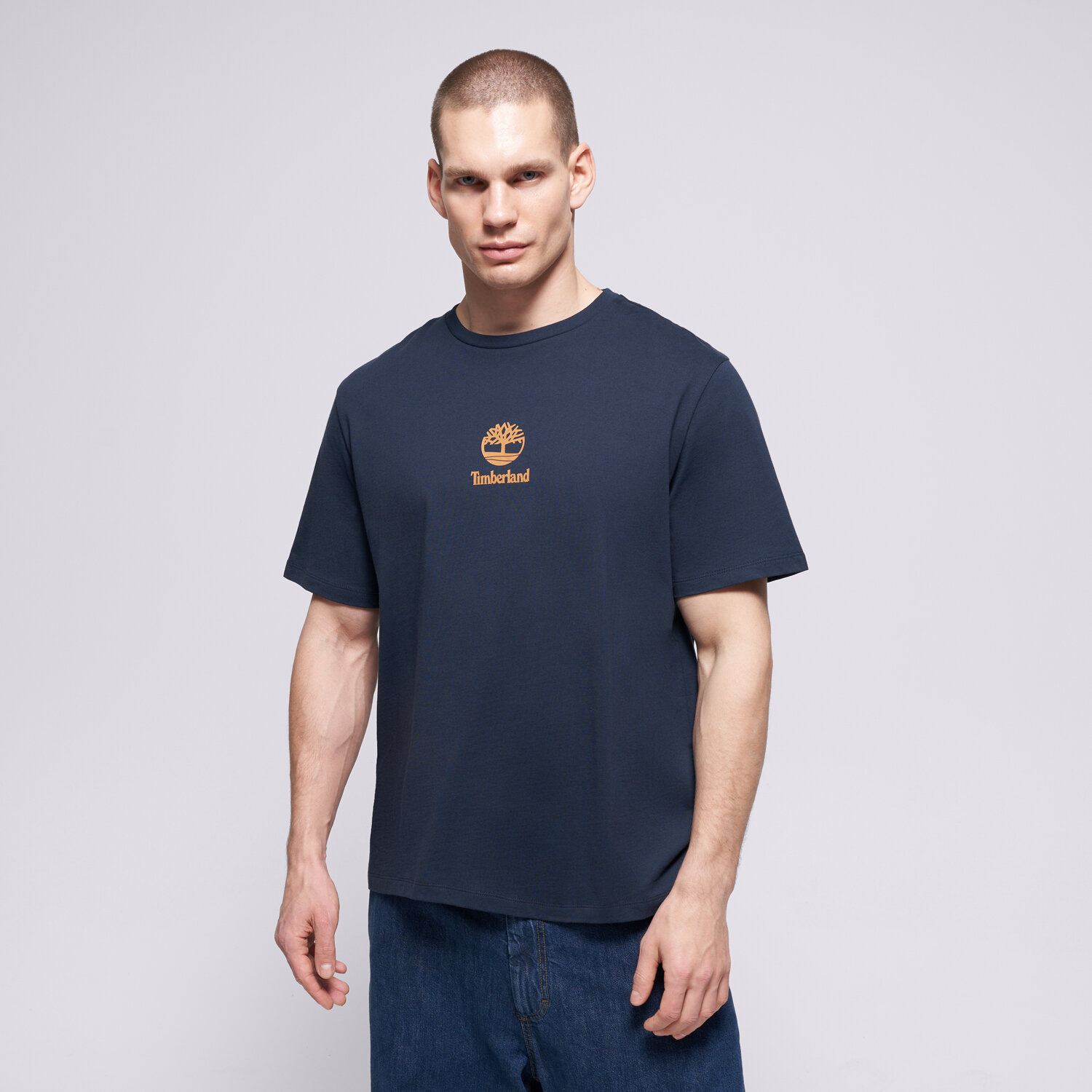 Koszulka, t-shirt sportowy męski TIMBERLAND T-SHIRT NEW SMALL LOGO PRINT SS TEE DARK SAPPHIRE TB0A6WWTT271 GRANATOWY