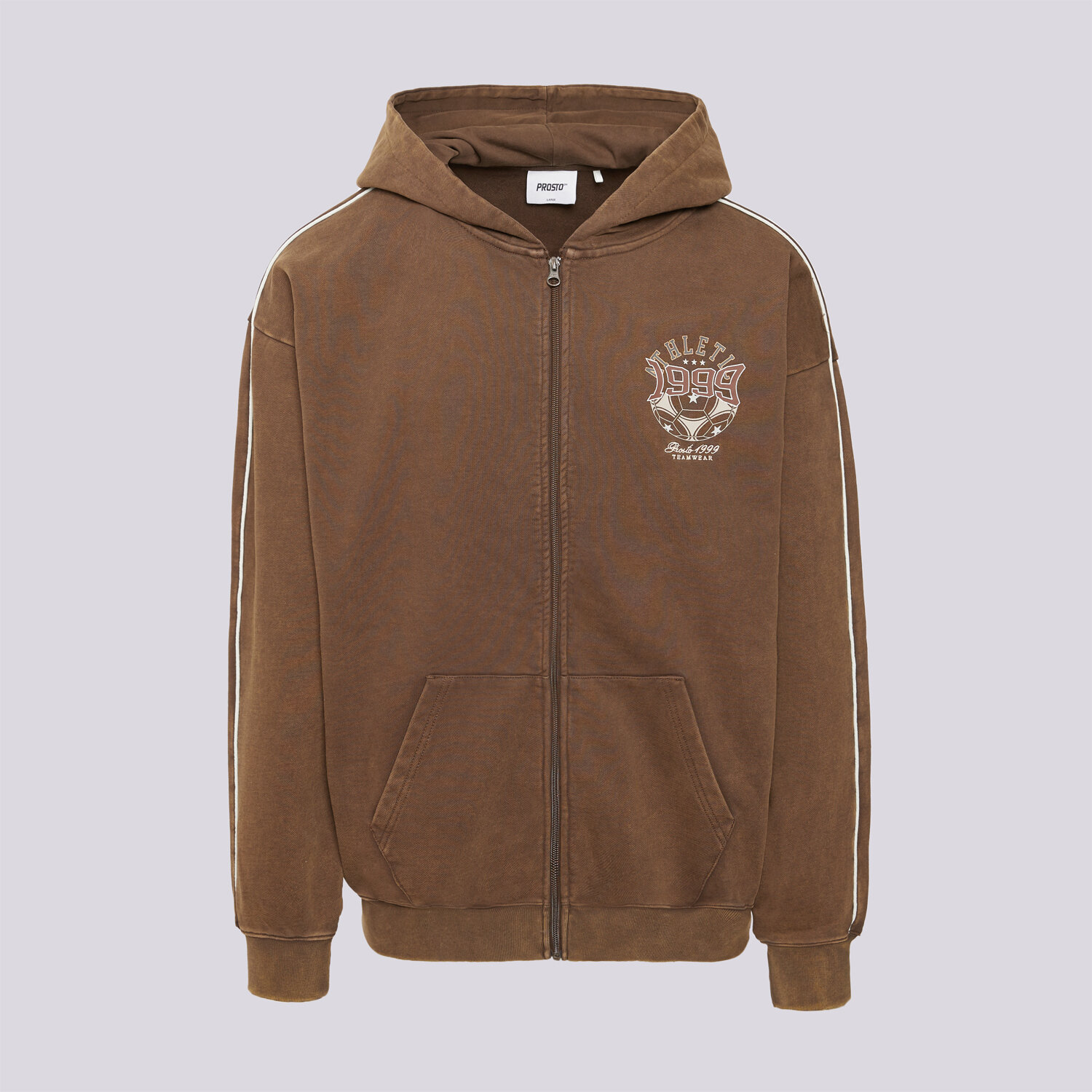 Bluza męska PROSTO BLUZA ROZPINANA ZIP HOODIE ATHLETIC WASHED BROWN KL252MSWE2071 BRĄZOWY