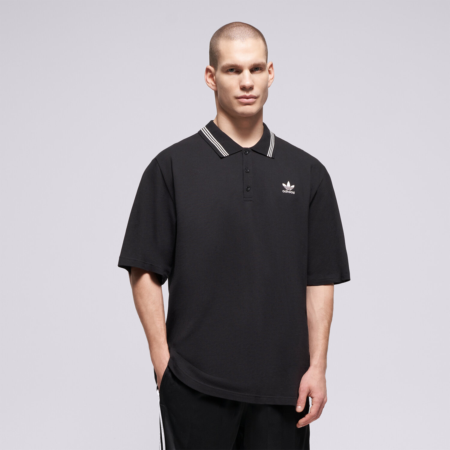 Koszulka, t-shirt sportowy męski ADIDAS POLO LOOSE POLO JW5897 CZARNY