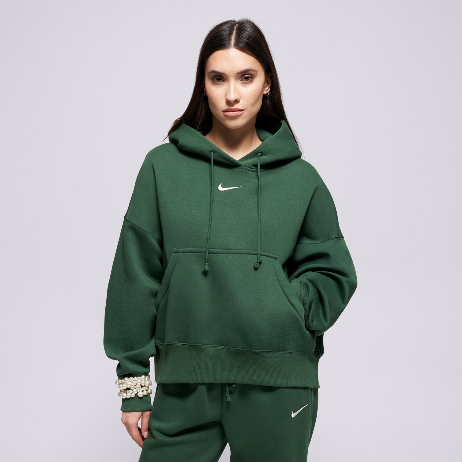 Bluza damska NIKE BLUZA Z KAPTUREM PHNX FLC OOS HOODIE W NSW DQ5858-323 ZIELONY