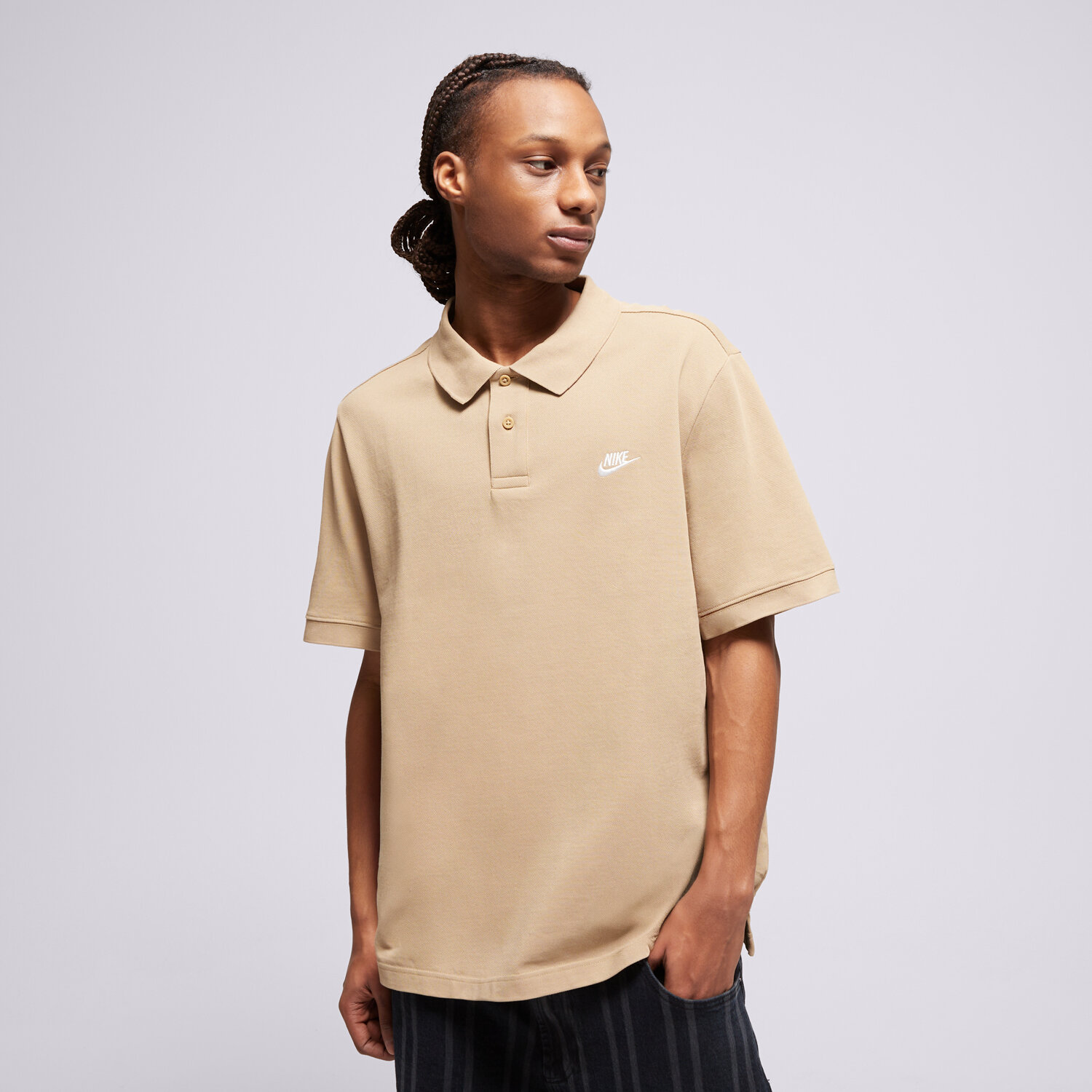 Koszulka, t-shirt sportowy męski NIKE POLO M NK CLUB SS POLO PIQUE FN3894-297 BEŻOWY