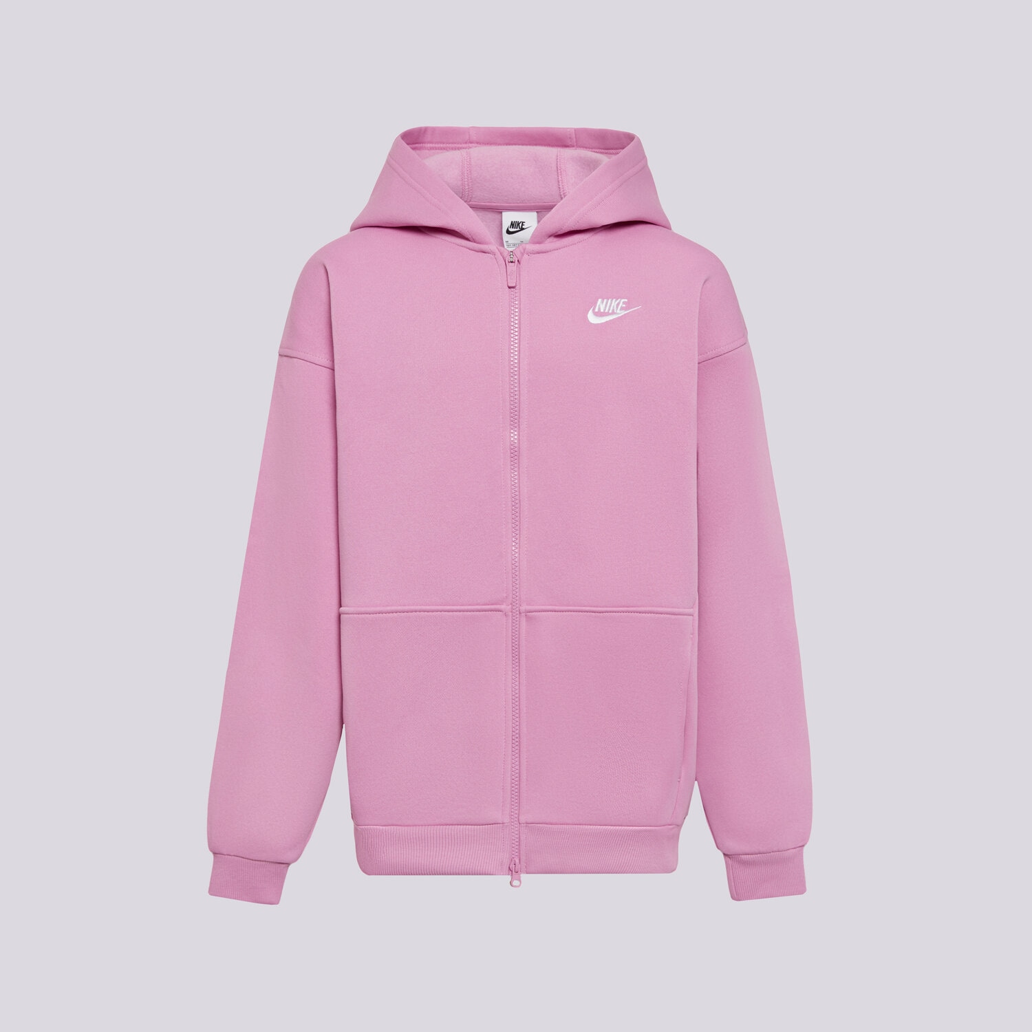 Sportowa bluza dziecięca NIKE BLUZA ROZPINANA Z KAPTUREM CLUB FLC GIRL FD2931-503 RÓŻOWY