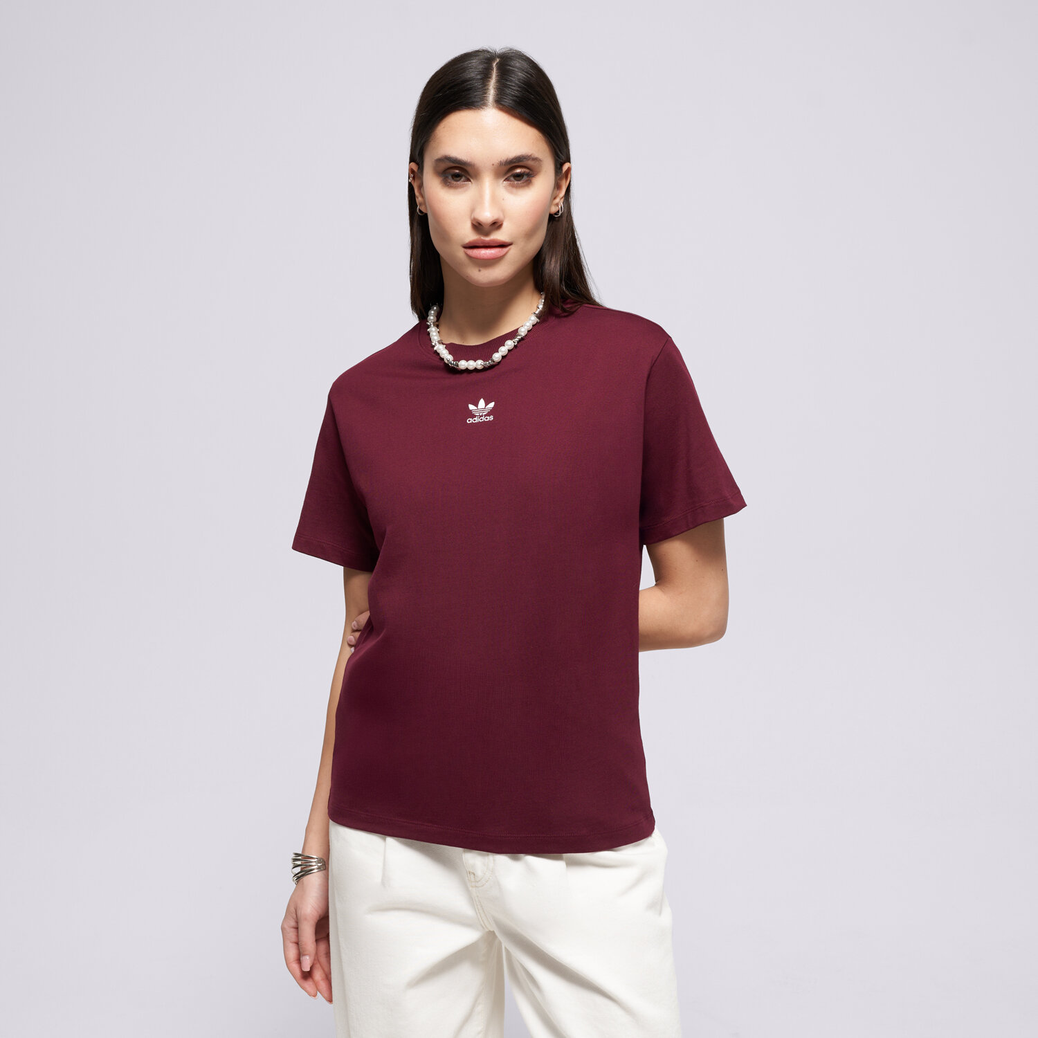 Koszulka, t-shirt damski ADIDAS T-SHIRT TEE REGULAR KD3942 BORDOWY