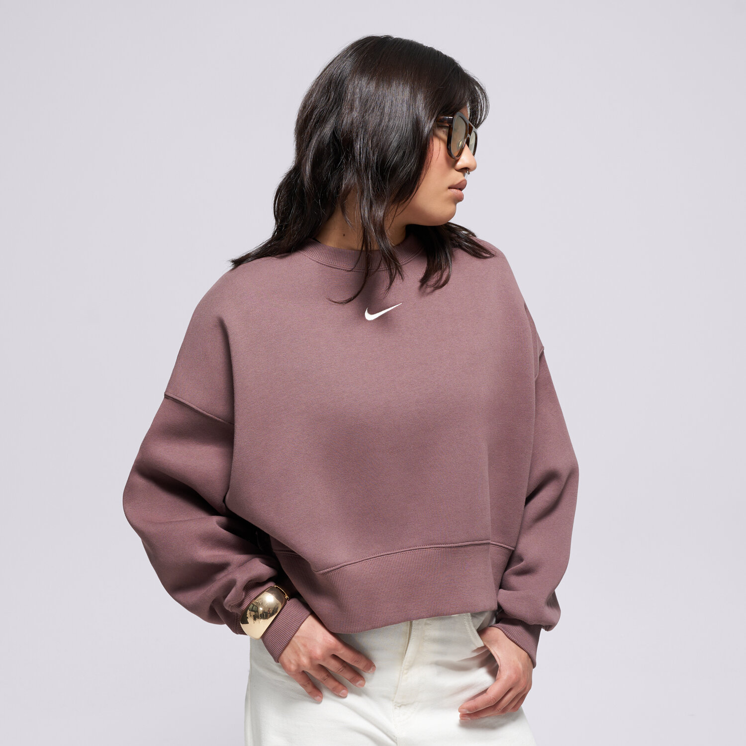 Bluza damska NIKE BLUZA PHNX FLC OOS CREW W NSW DQ5761-502 BRĄZOWY