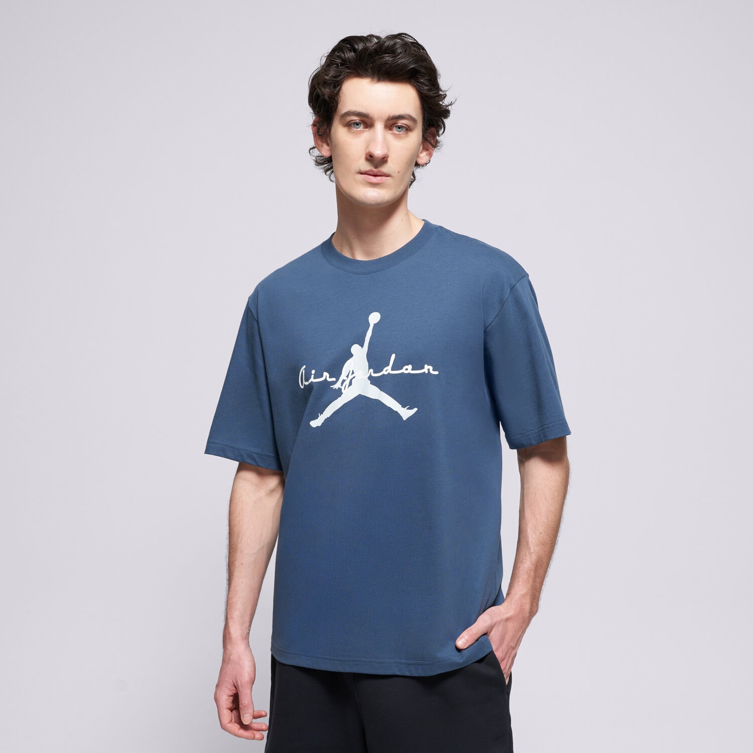 Koszulka, t-shirt sportowy męski JORDAN T-SHIRT JORDAN BROOKLYN IF3034-464 NIEBIESKI