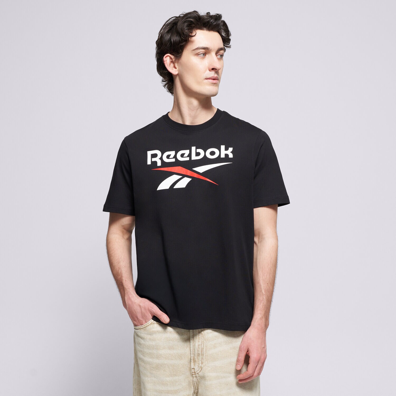 Koszulka, t-shirt sportowy męski REEBOK T-SHIRT BRUNO BIG LOGO CREW NECK SS TEE 100240887 CZARNY