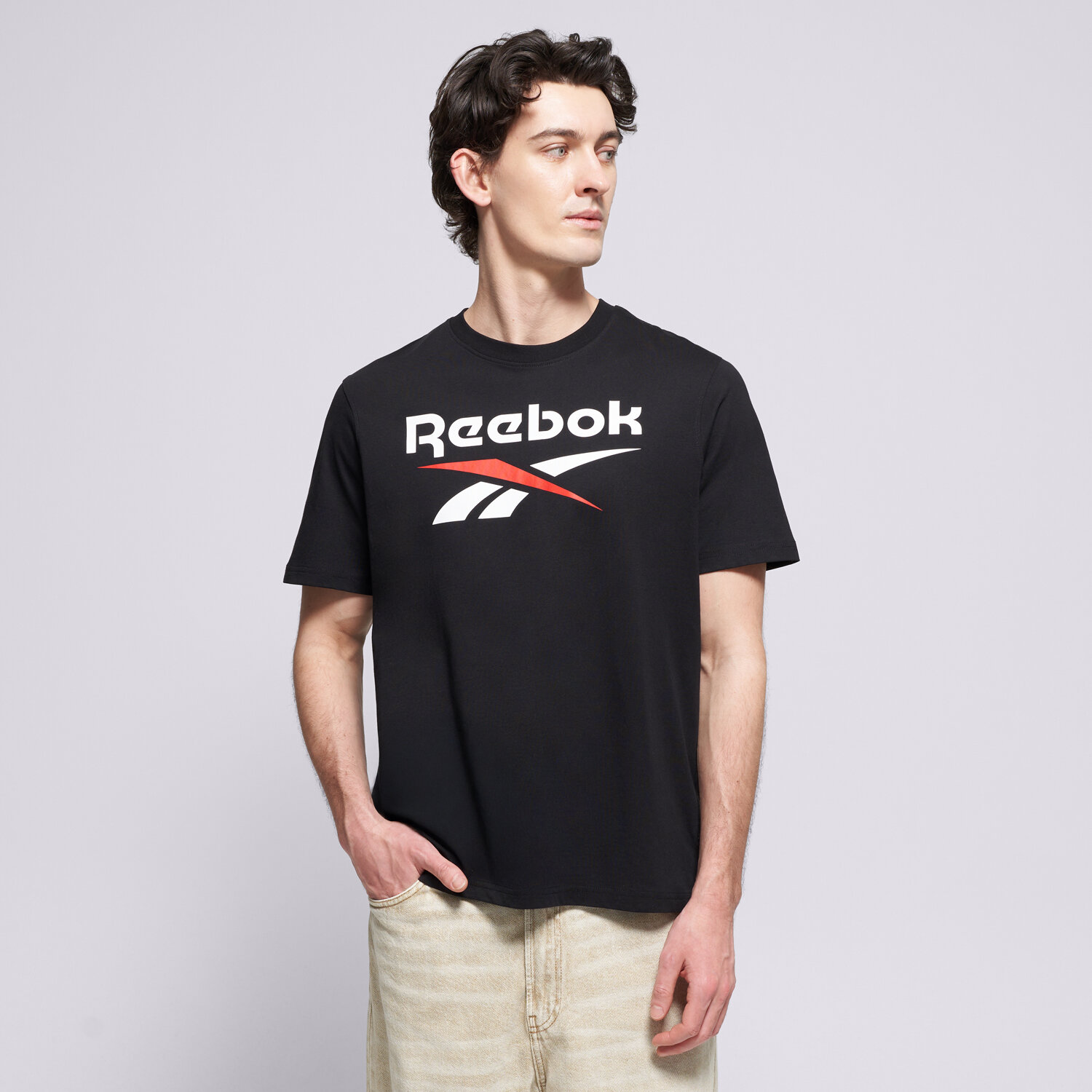 Koszulka, t-shirt sportowy męski REEBOK T-SHIRT BRUNO BIG LOGO CREW NECK SS TEE 100240887 CZARNY