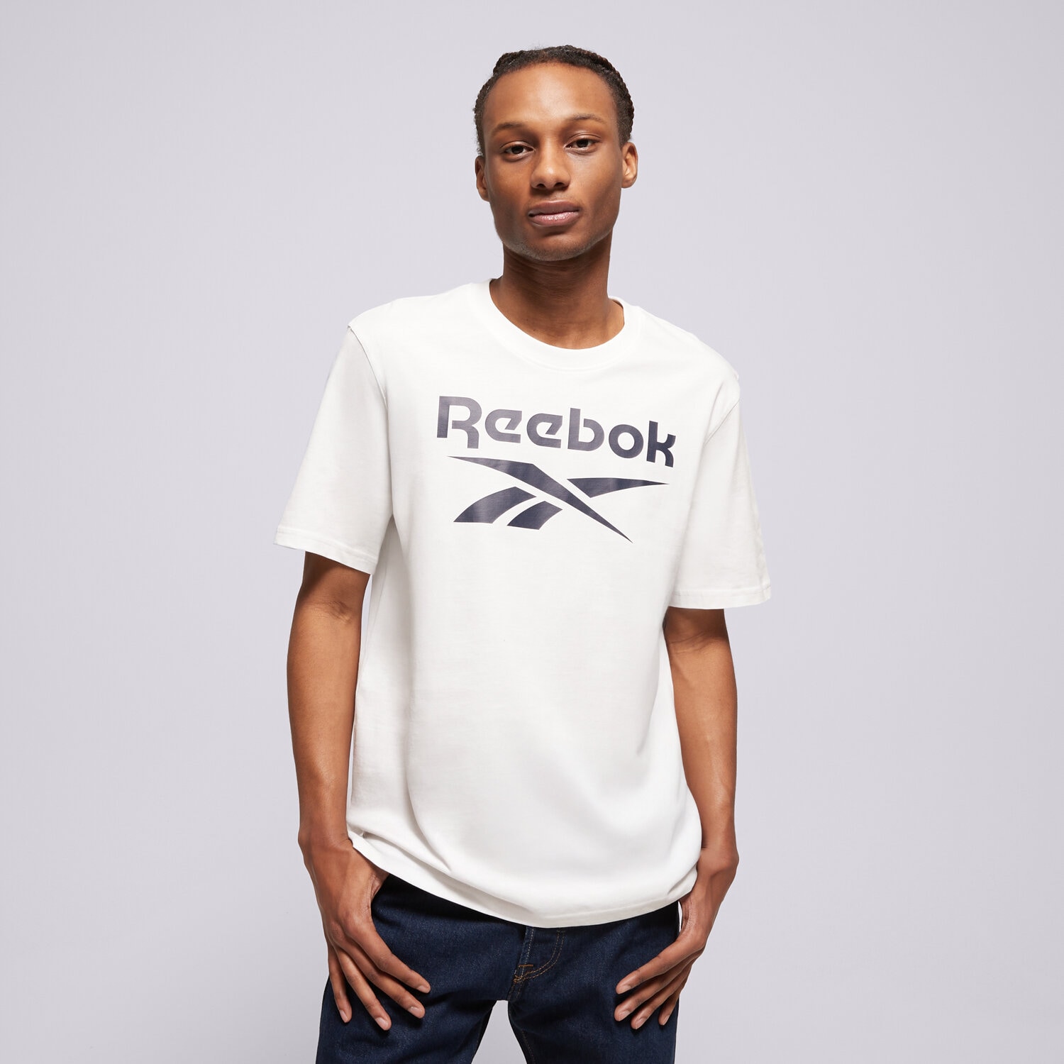 Koszulka, t-shirt sportowy męski REEBOK T-SHIRT CHAD BIG LOGO CREW NECK SS TEE 100240898 BIAŁY