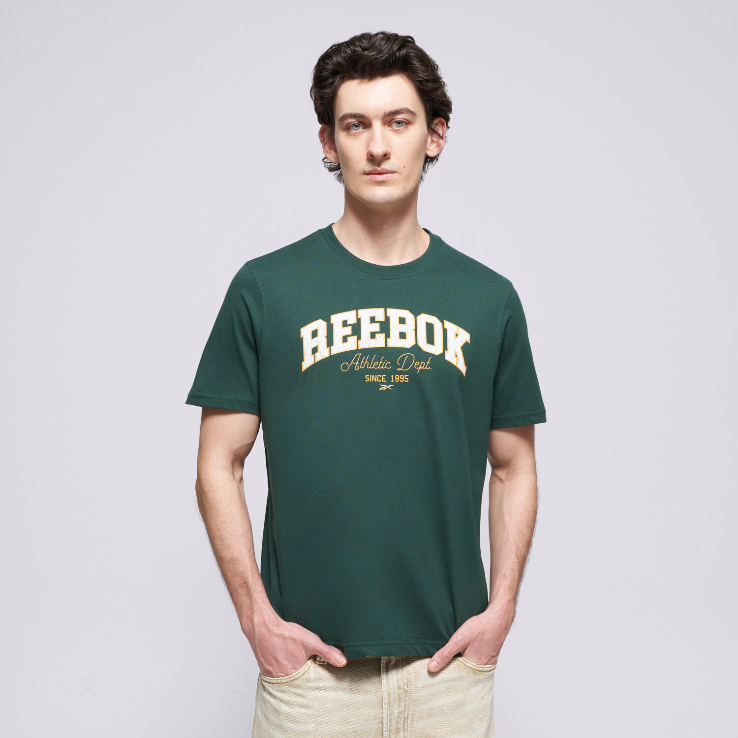 Koszulka, t-shirt sportowy męski REEBOK T-SHIRT ATH DEPT GRAPHIC TEE 100263170 ZIELONY