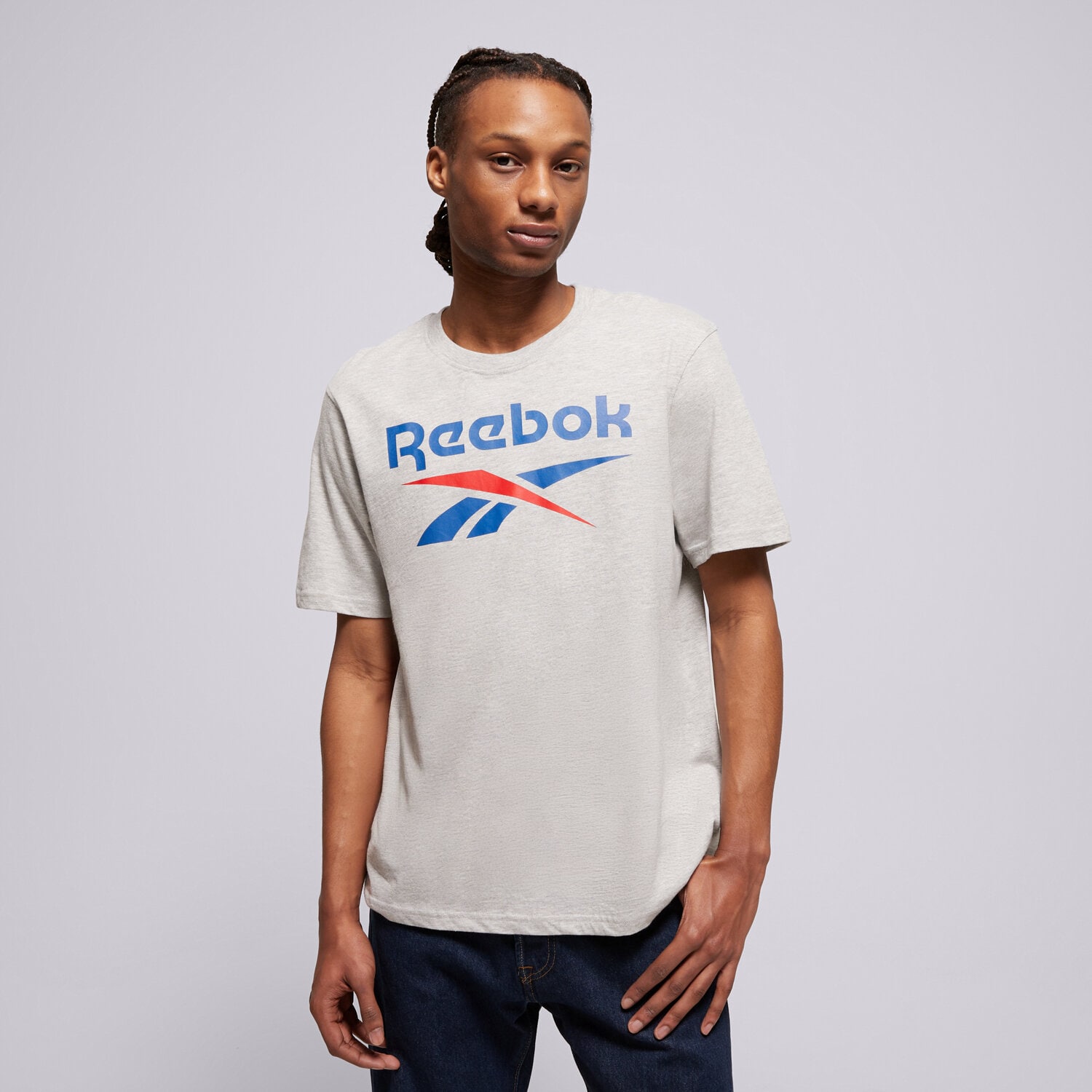 Koszulka, t-shirt sportowy męski REEBOK T-SHIRT BRUNO BIG LOGO CREW NECK SS TEE 100240886 SZARY