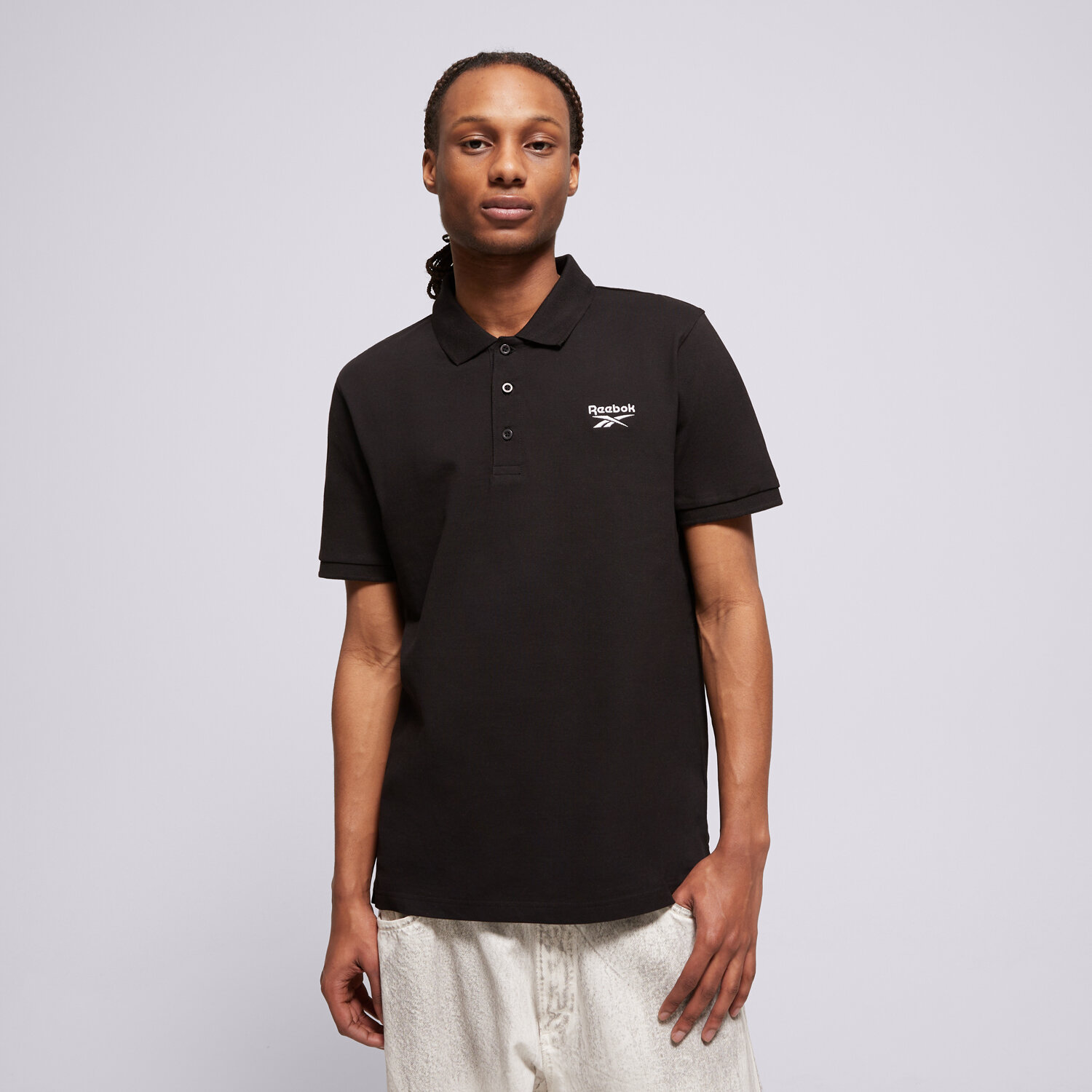 Koszulka, t-shirt sportowy męski REEBOK POLO BLAZE EMBROIDERED SS POLO SHIRT 100239701 CZARNY