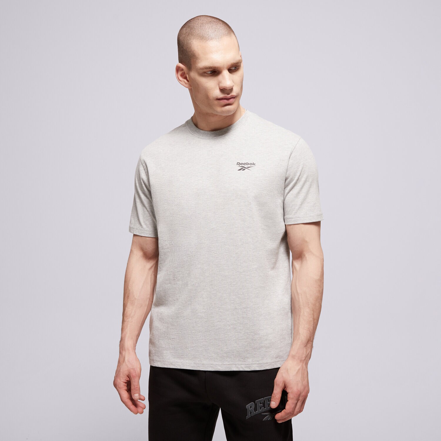 Koszulka, t-shirt sportowy męski REEBOK T-SHIRT CODY SMALL LOGO CREW NECK 100240909 SZARY