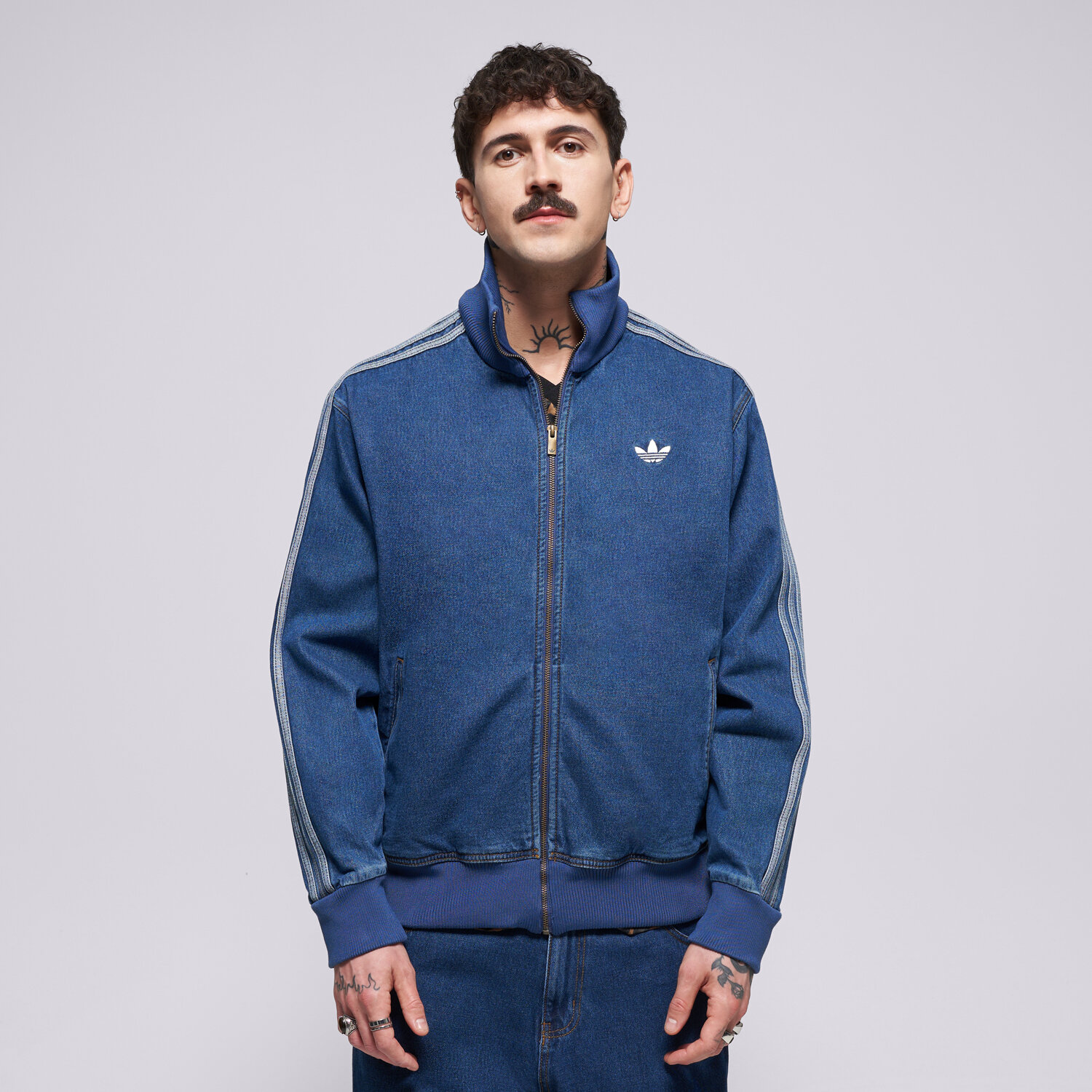 Kurtka wiosenna / jesienna męska ADIDAS BLUZA ROZPINANA DENIM FB TT KD1517 NIEBIESKI