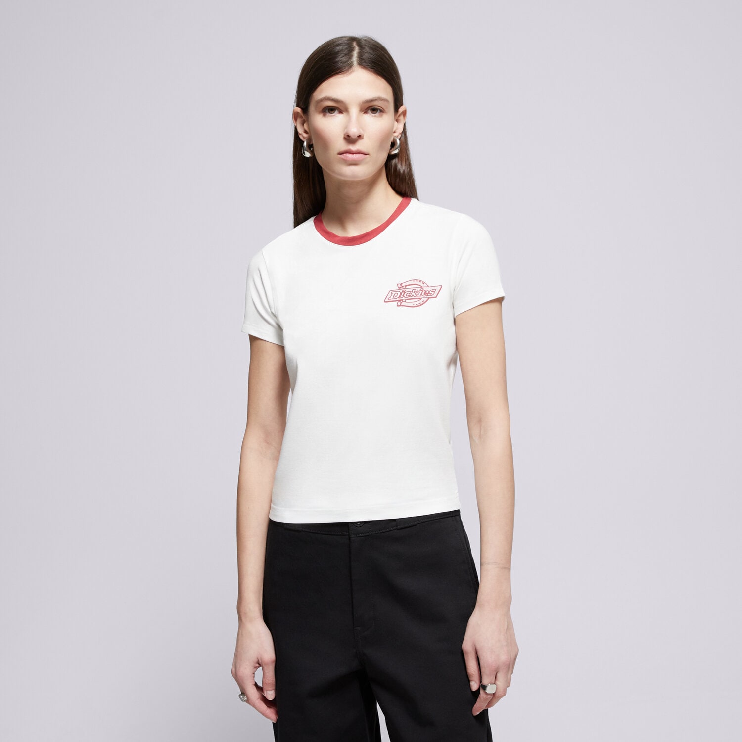 Koszulka, t-shirt damski DICKIES T-SHIRT PLAINVILLE RINGER TEE W DK0A88JRWHX1 BIAŁY