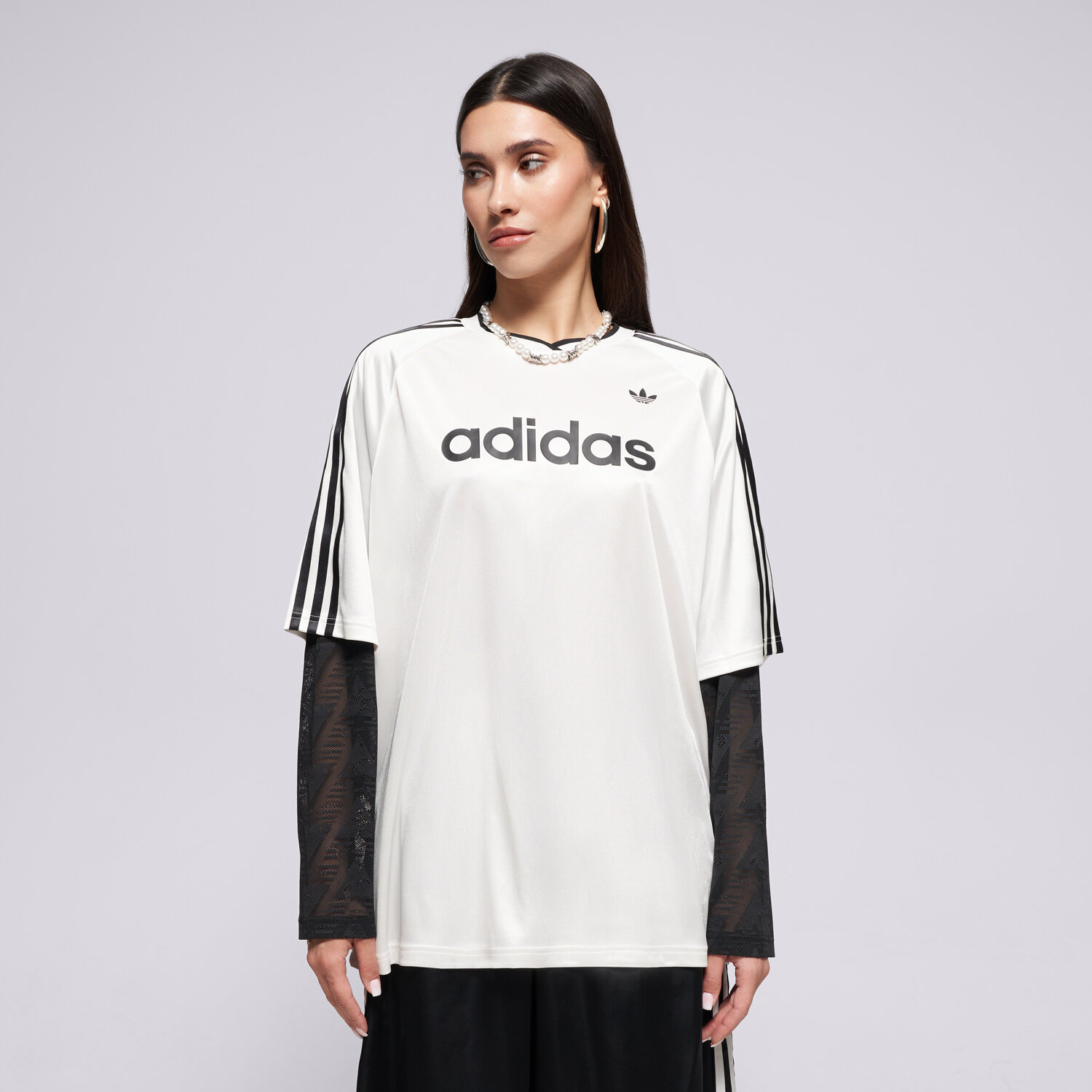 Koszulka, t-shirt damski ADIDAS T-SHIRT LACE LS JERSEY KC8140 BIAŁY