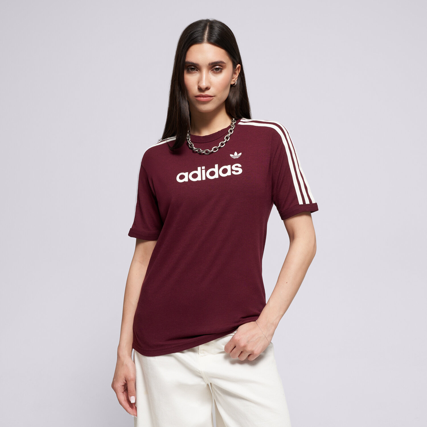Koszulka, t-shirt damski ADIDAS T-SHIRT LINEAR TEE KD3710 BORDOWY