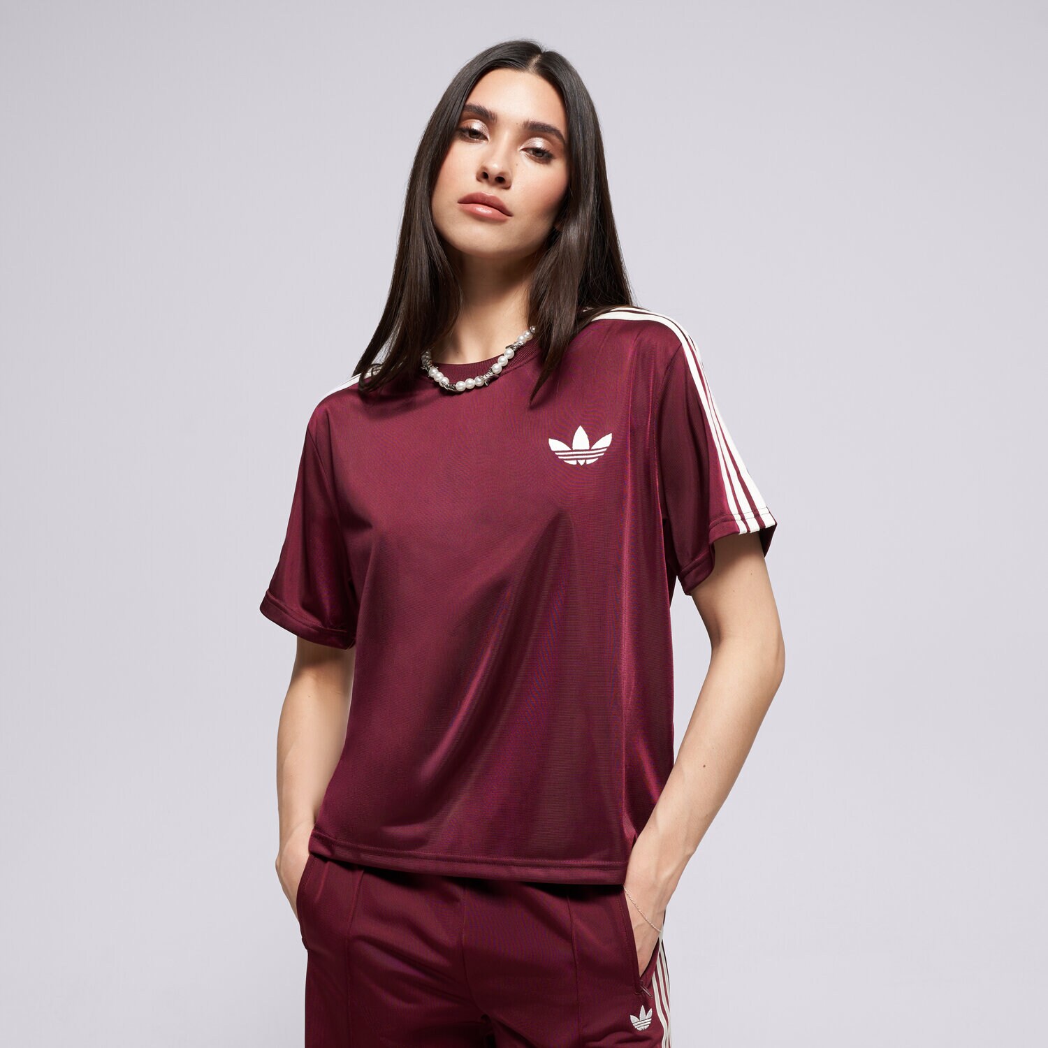 Koszulka, t-shirt damski ADIDAS T-SHIRT FB TEE KD1349 BORDOWY