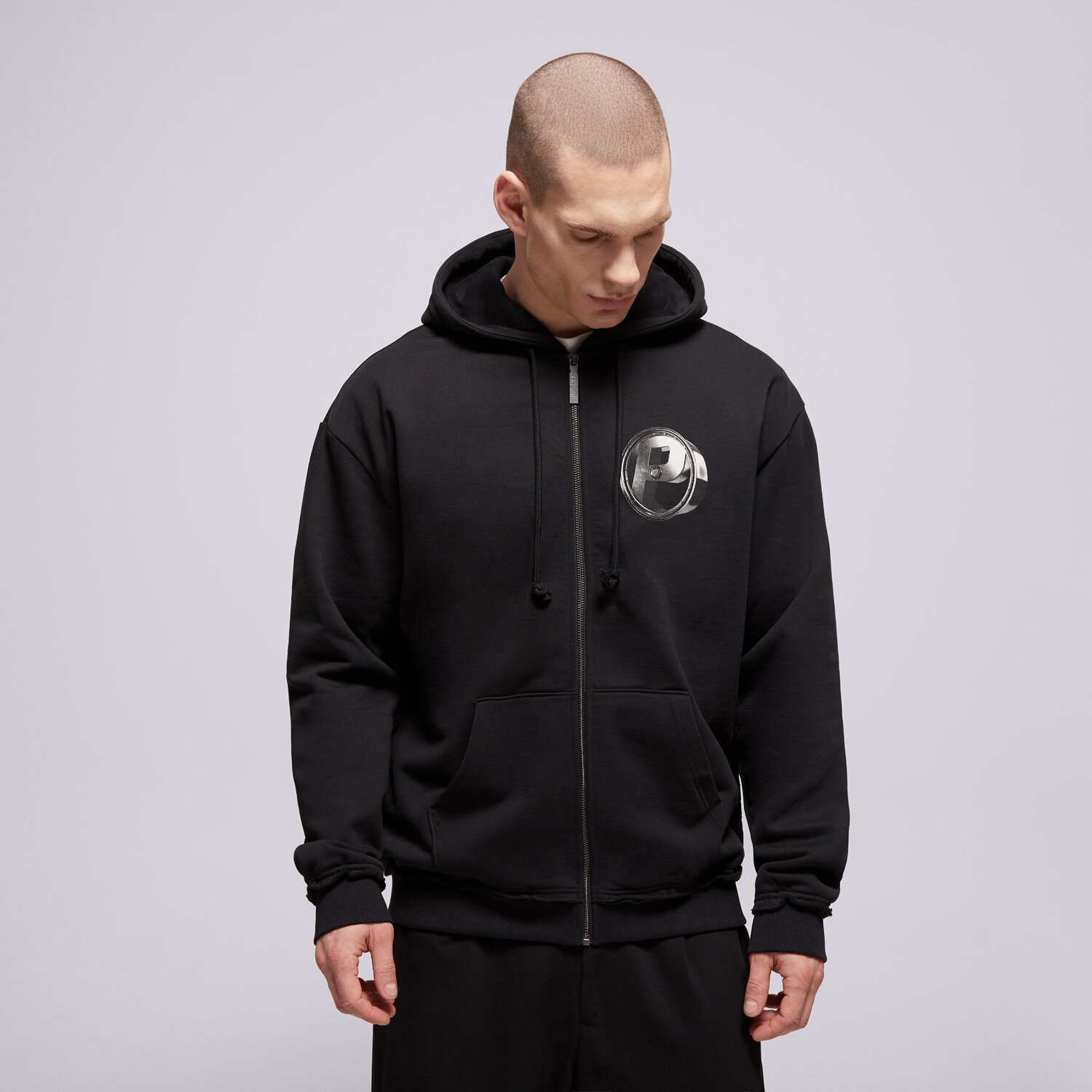 Bluza męska PROSTO BLUZA ROZPINANA Z KAPTUREM ZIP HOODIE P RIM BLACK KL261MSWE2122 CZARNY