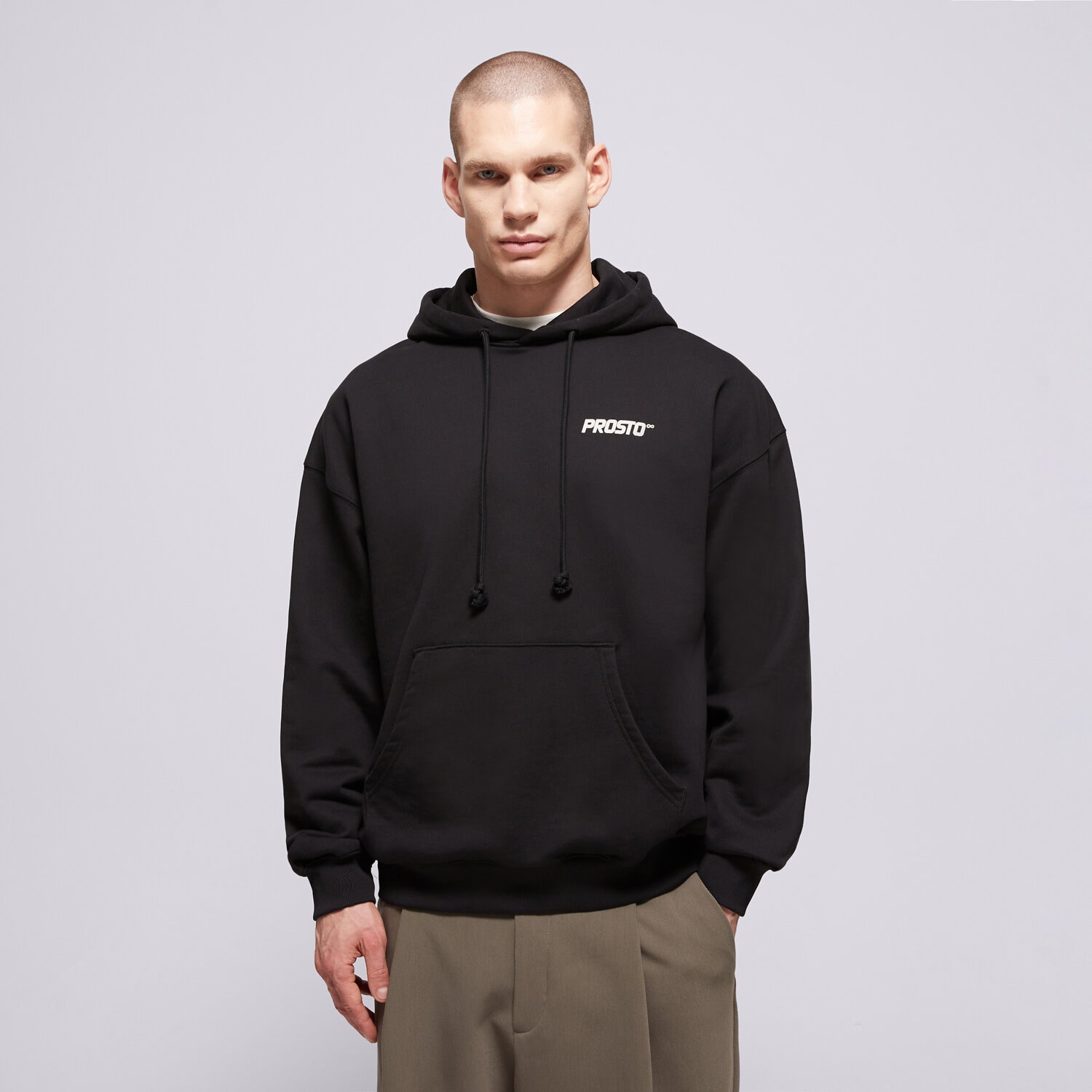 Bluza męska PROSTO BLUZA Z KAPTUREM HOODIE WEAR THE STREET BLACK KL261MSWE2141 CZARNY