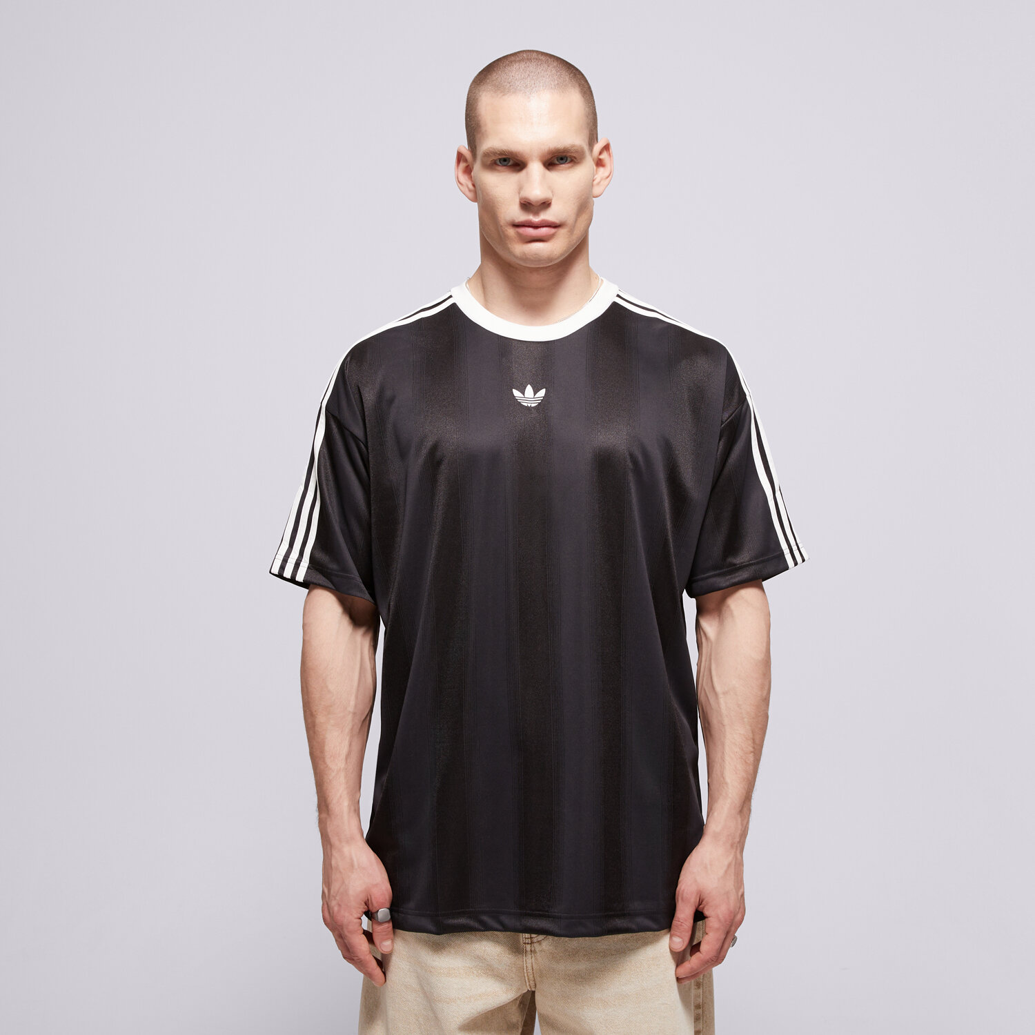 Koszulka, t-shirt sportowy męski ADIDAS T-SHIRT JACQUARD JERSEY KD5830 CZARNY