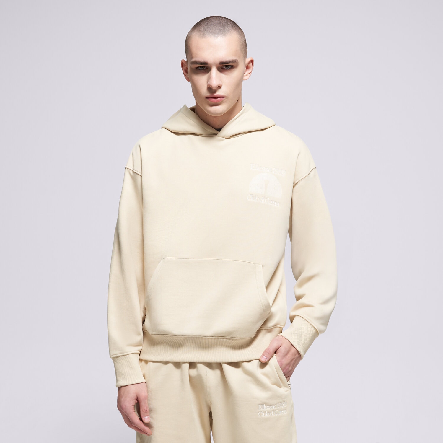 Bluza męska ELLESSE BLUZA Z KAPTUREM CLUB DI CORSA HOODIE SHB23148129 BEŻOWY